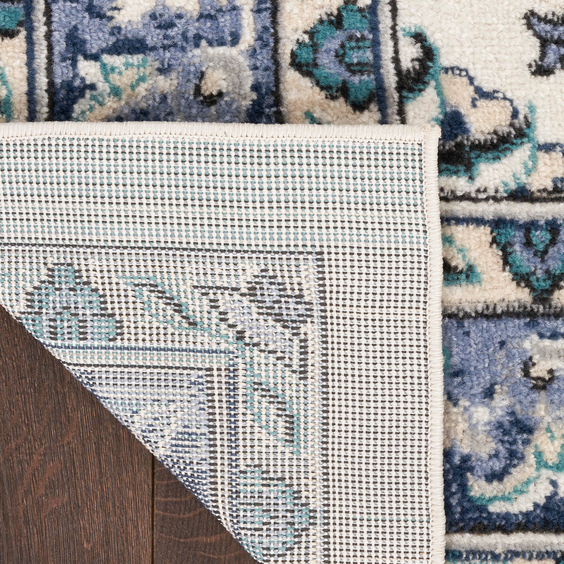 Nourison Home Outdoor Essentials 5' x 7' Area Rug, Ivory/Blue, large