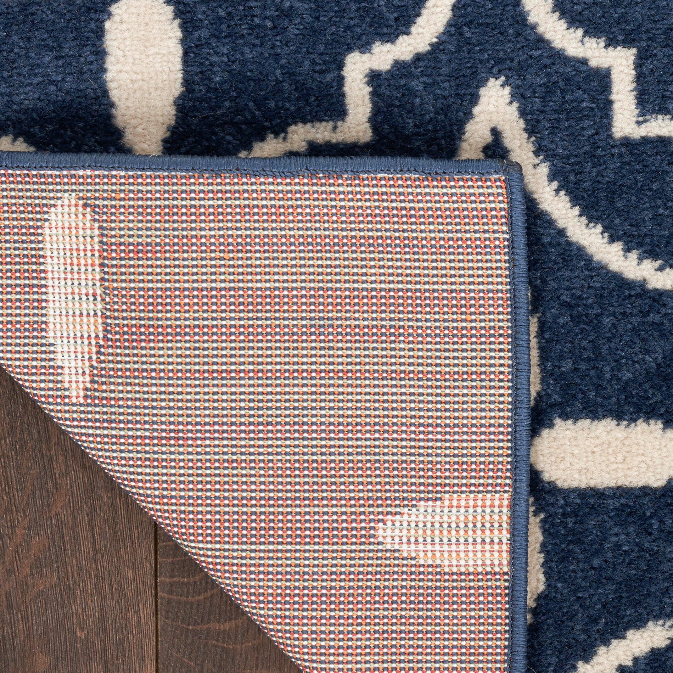 Nourison Home Outdoor Essentials 5' x 7' Area Rug, Navy/Ivory, large