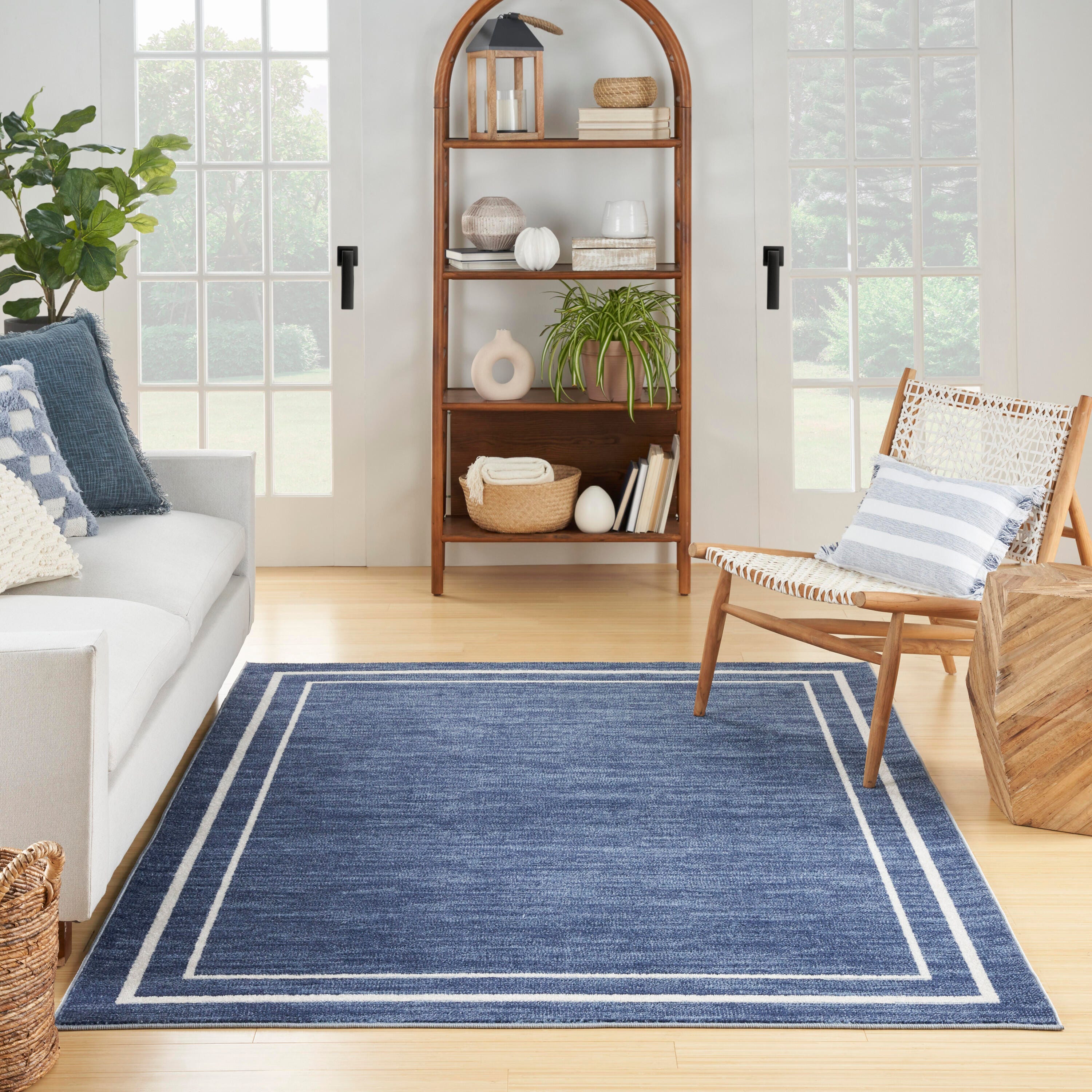 Nourison Home Outdoor Essentials 5' x 7' Area Rug, Navy/Ivory, large