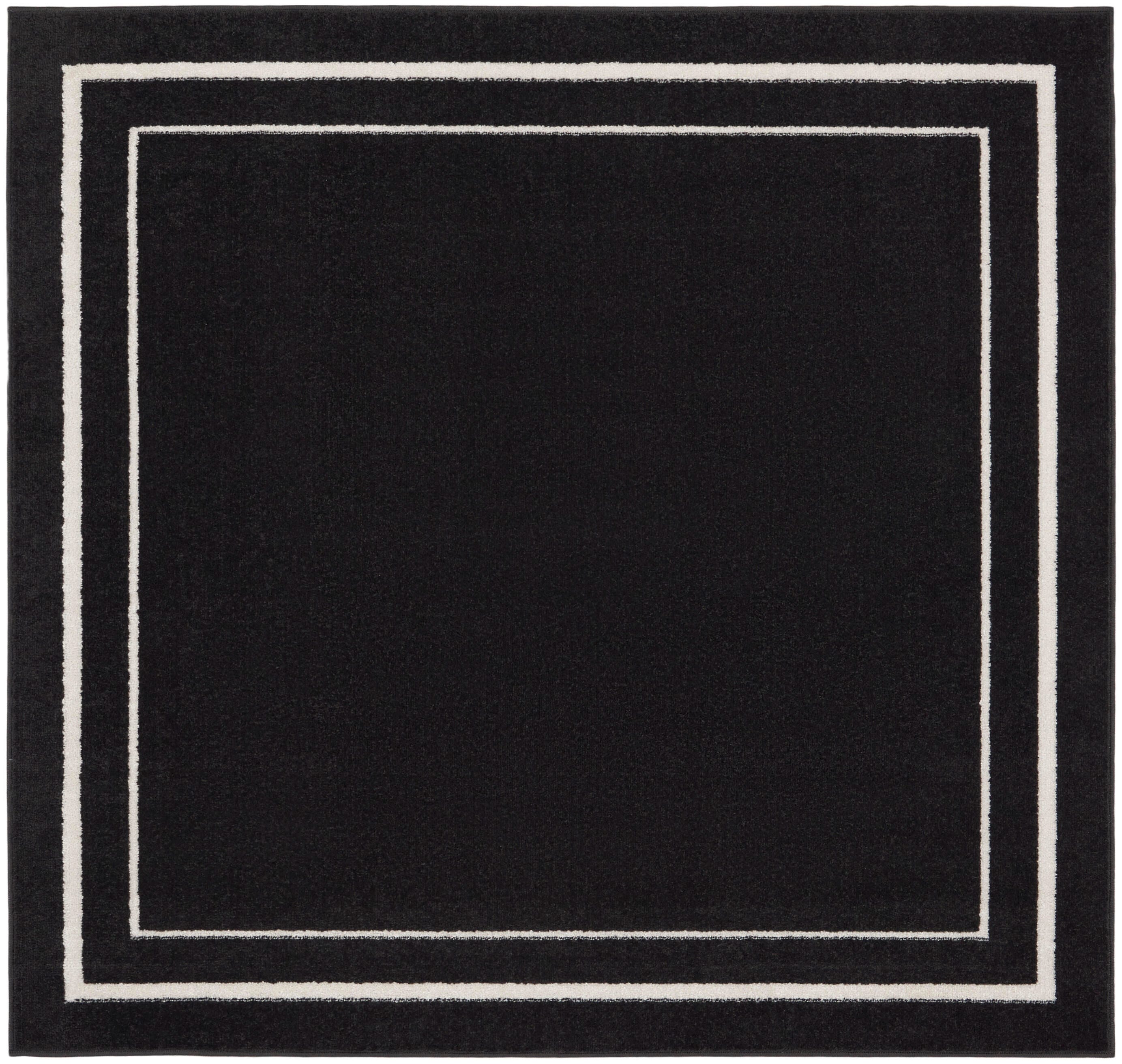 Nourison Home Outdoor Essentials 5' x Square Area Rug, Black/Ivory, large