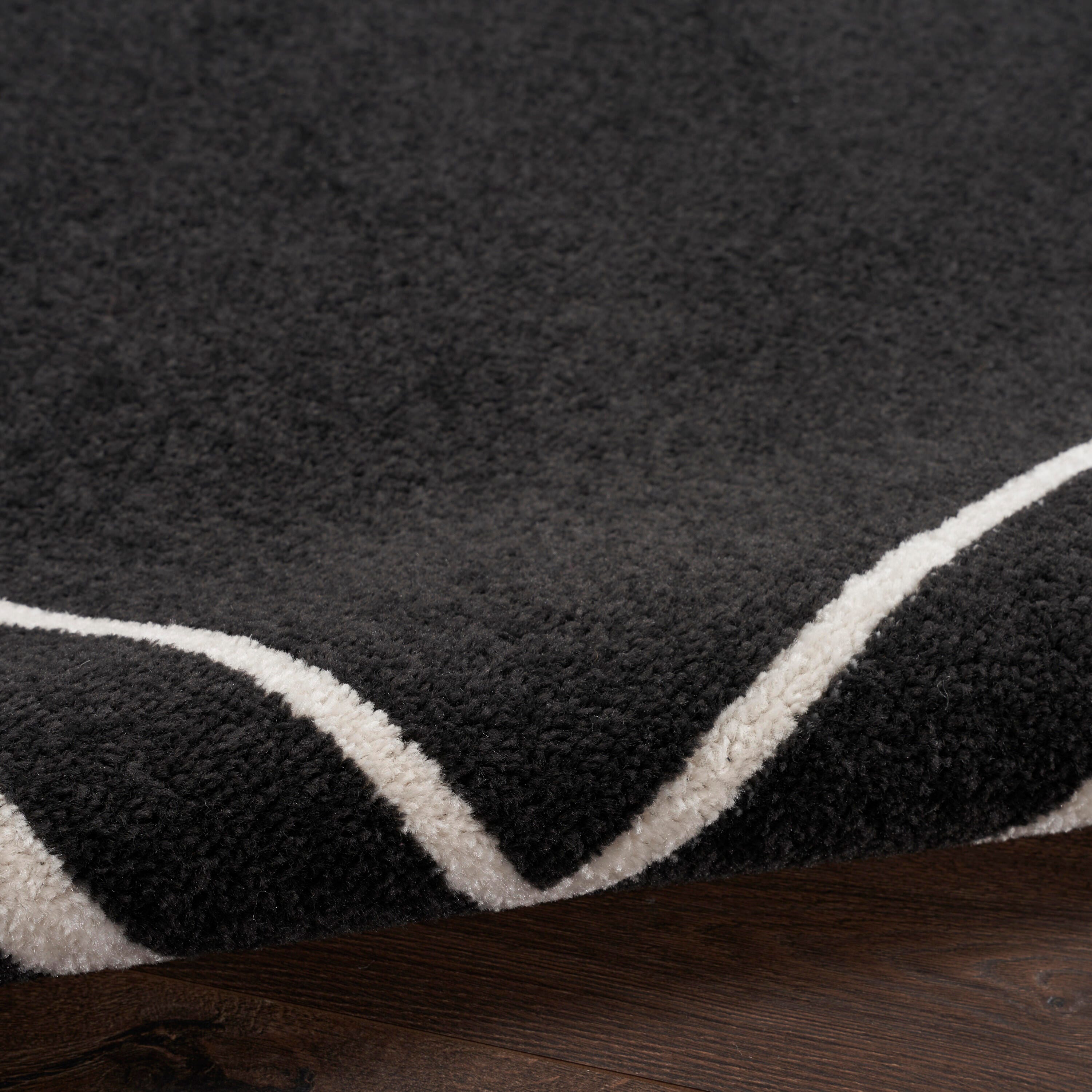 Nourison Home Outdoor Essentials 5' x Square Area Rug, Black/Ivory, large