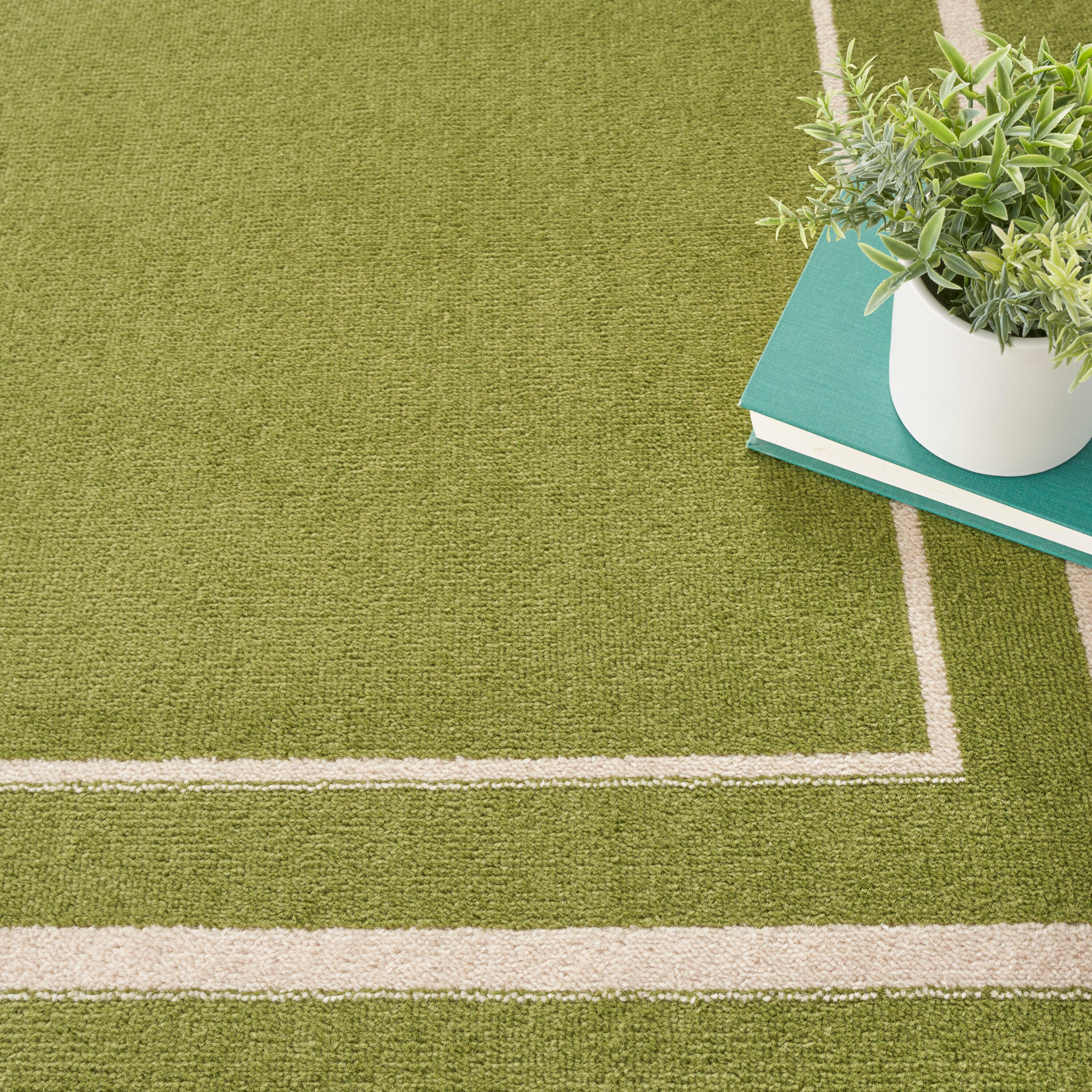 Nourison Home Outdoor Essentials 5' x Square Area Rug, Green/Ivory, large