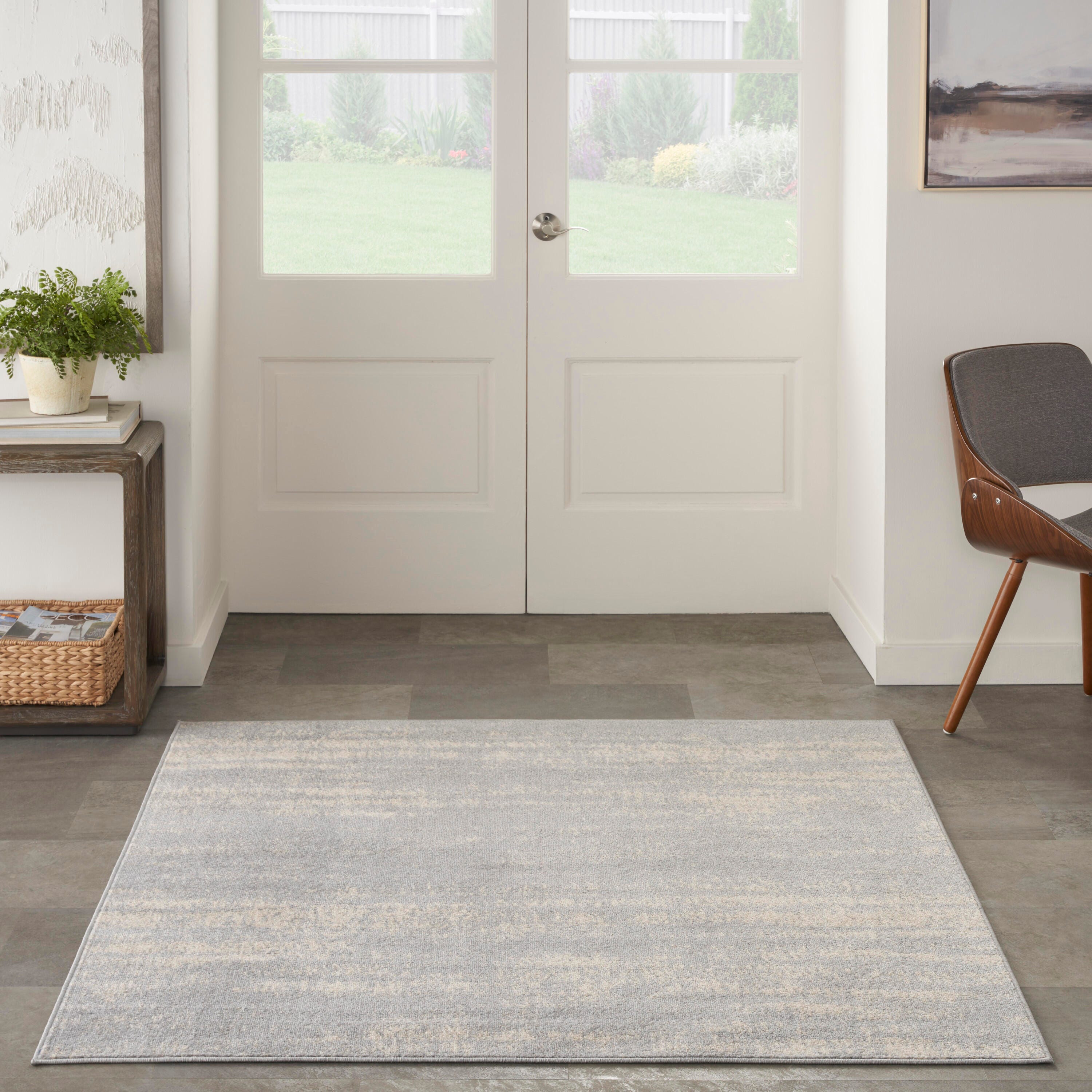 Nourison Home Outdoor Essentials 5' x Square Area Rug, Gray/Beige, large