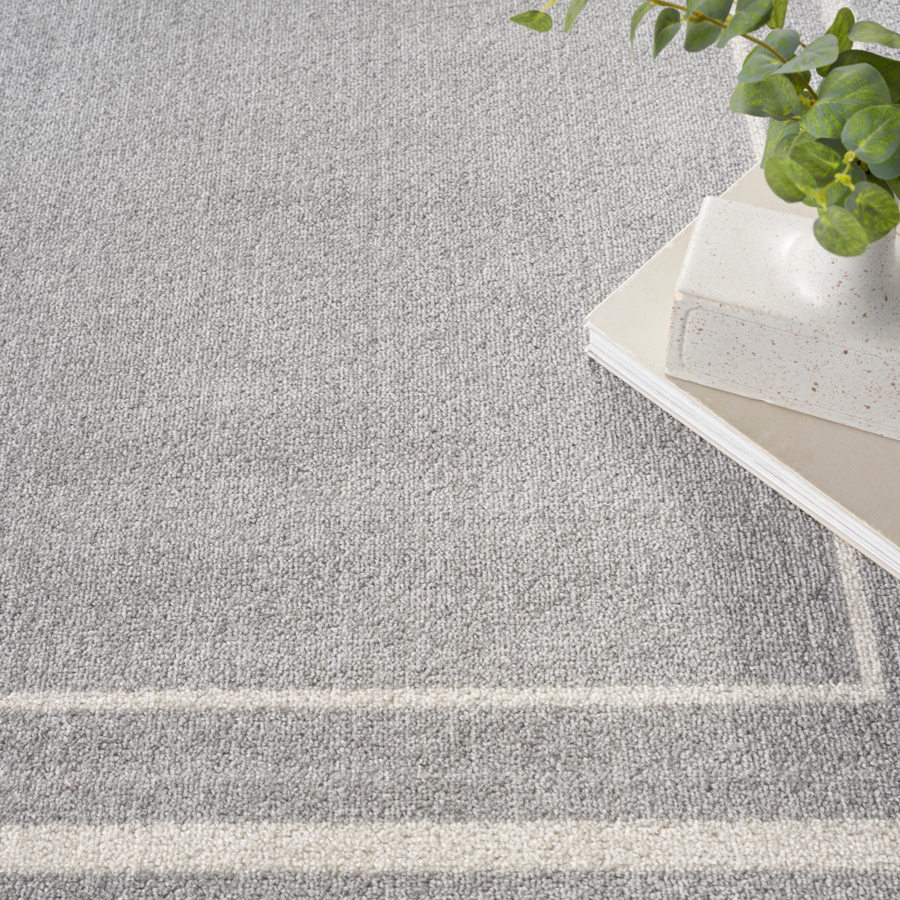 Nourison Home Outdoor Essentials 5' x Square Area Rug, Gray/Ivory, large