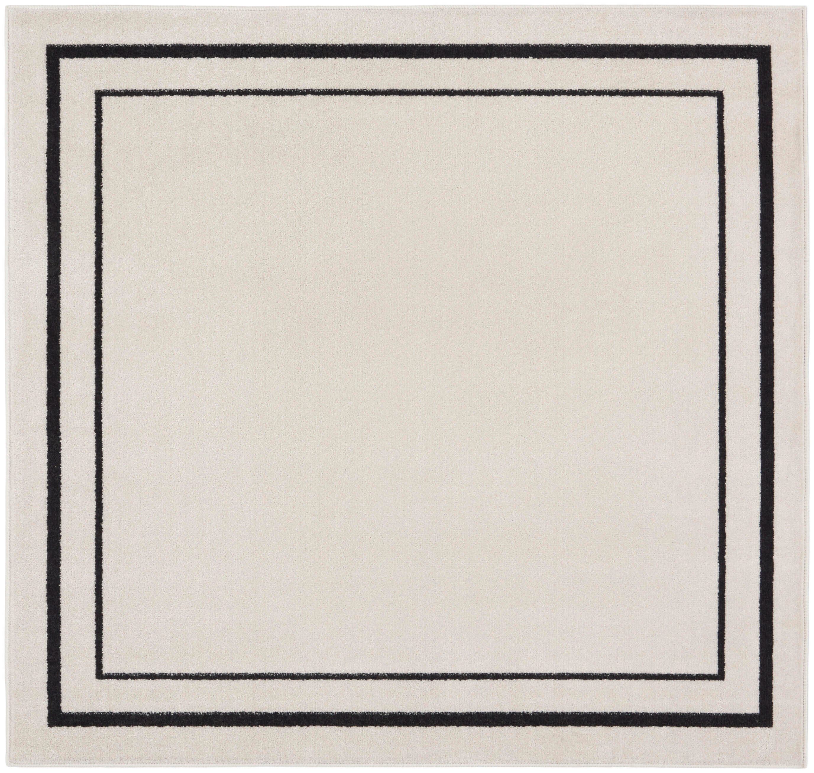 Nourison Home Outdoor Essentials 5' x Square Area Rug, Ivory/Black, large