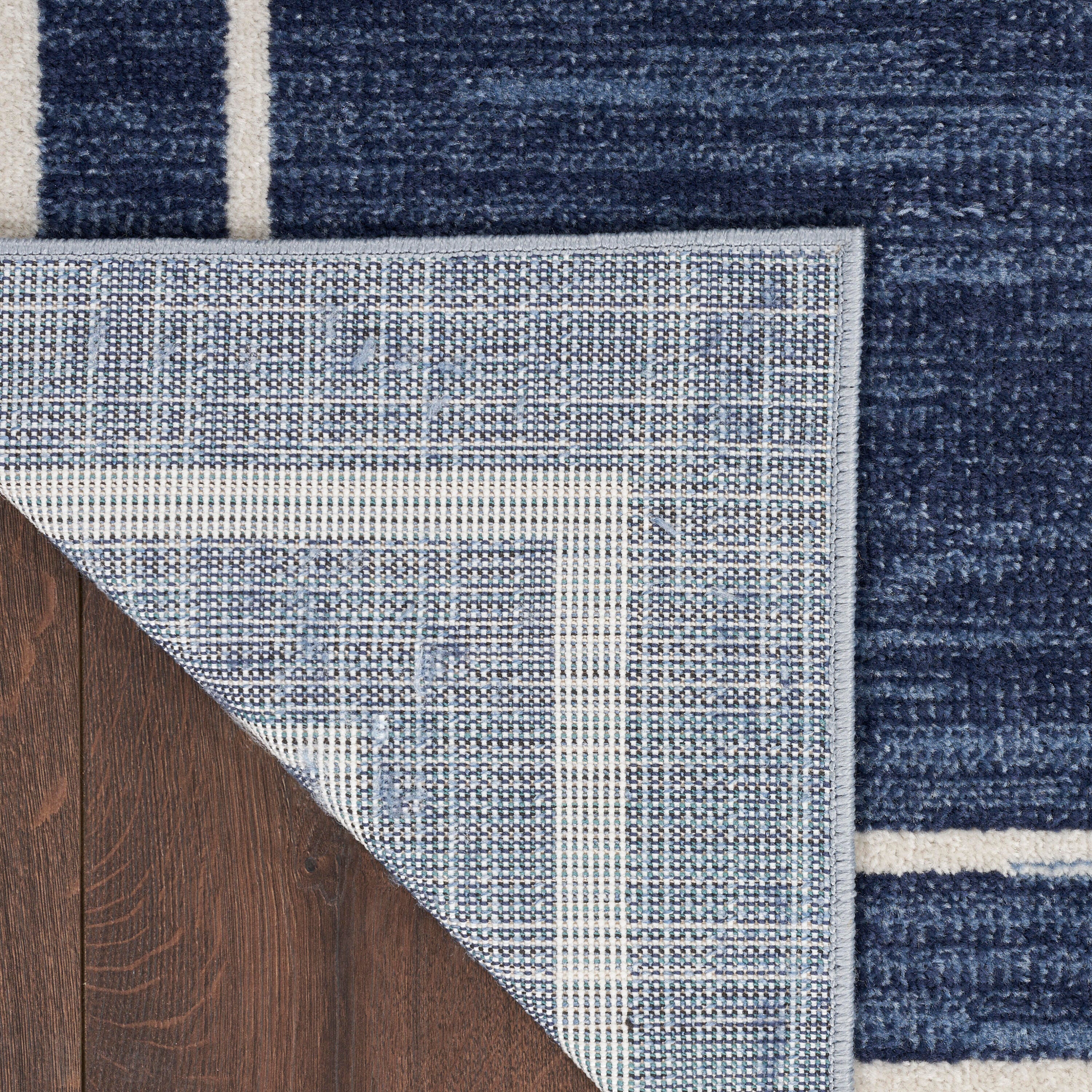 Nourison Home Outdoor Essentials 5' x Square Area Rug, Navy/Ivory, large