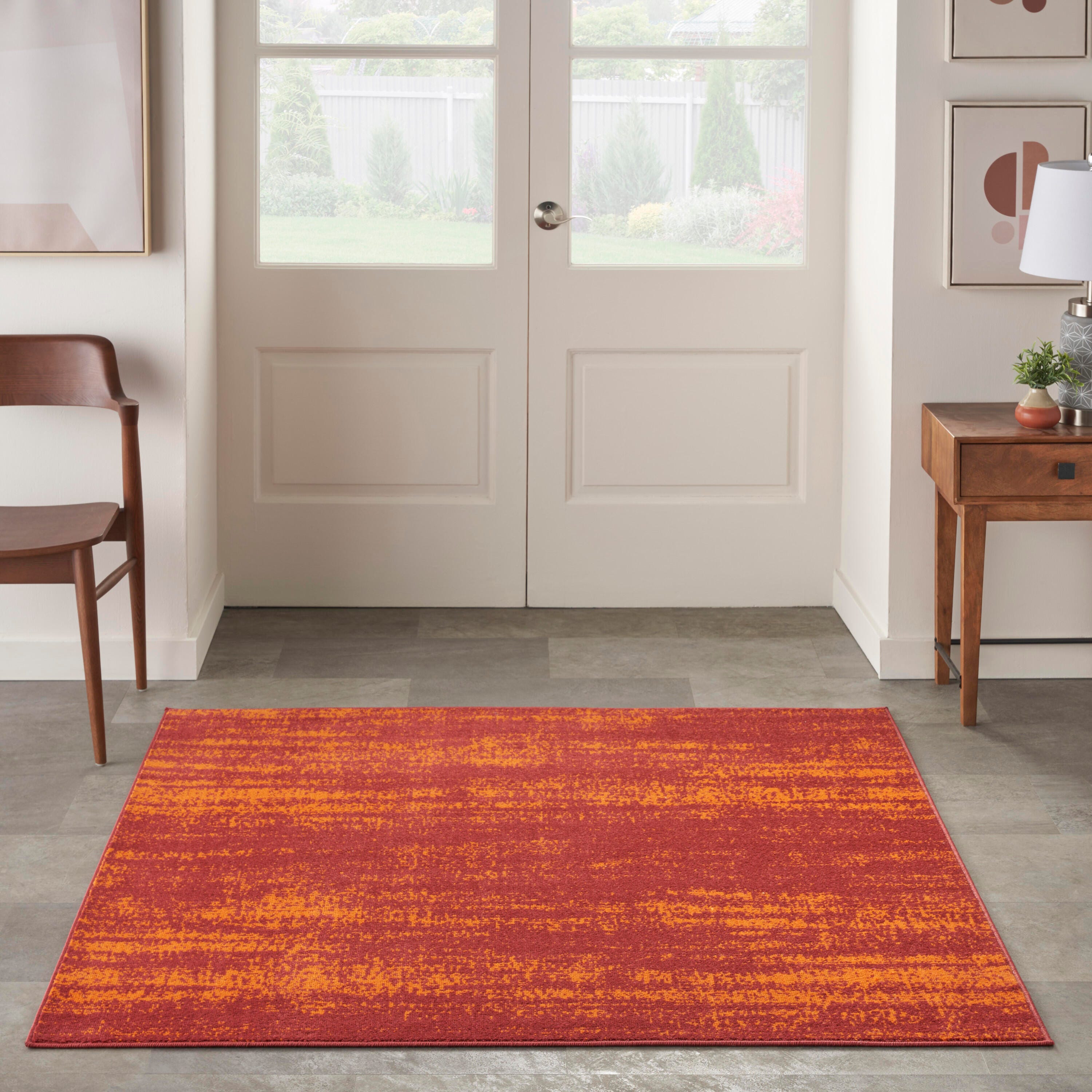 Nourison Home Outdoor Essentials 5' x Square Area Rug, Red, large