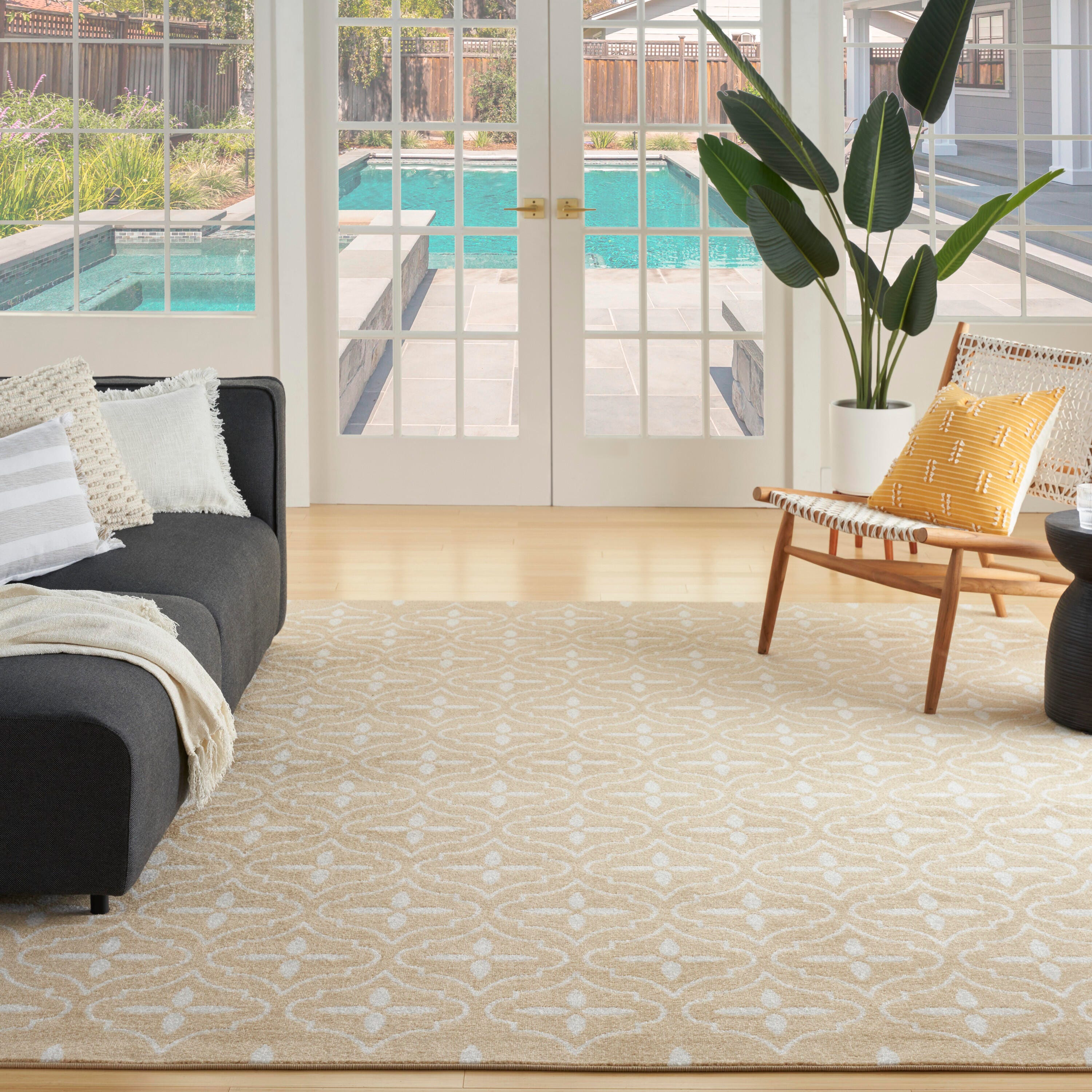 Nourison Home Outdoor Essentials 6' x 9' Area Rug, Beige/Ivory, large