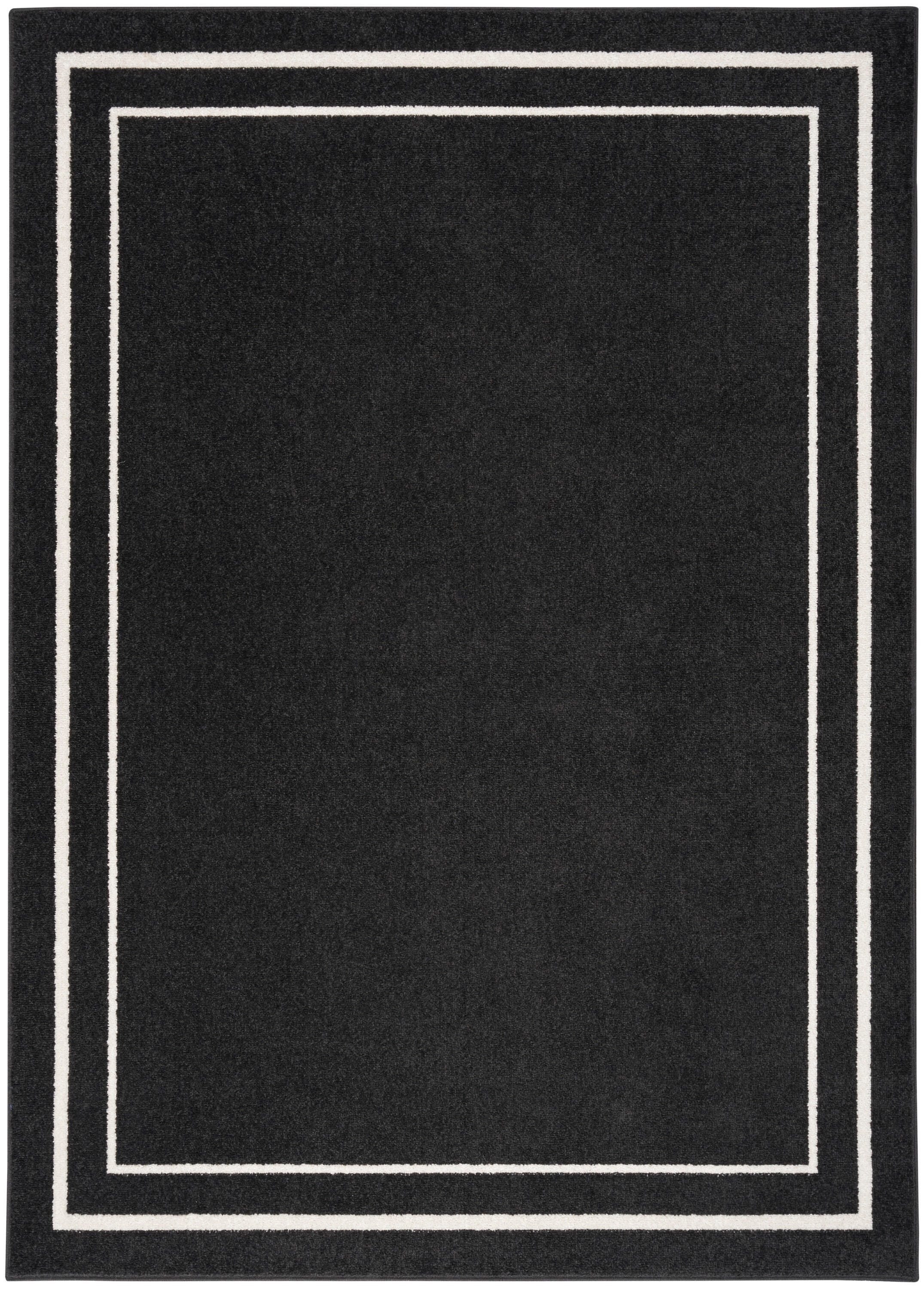 Nourison Home Outdoor Essentials 6' x 9' Area Rug, Black/Ivory, large