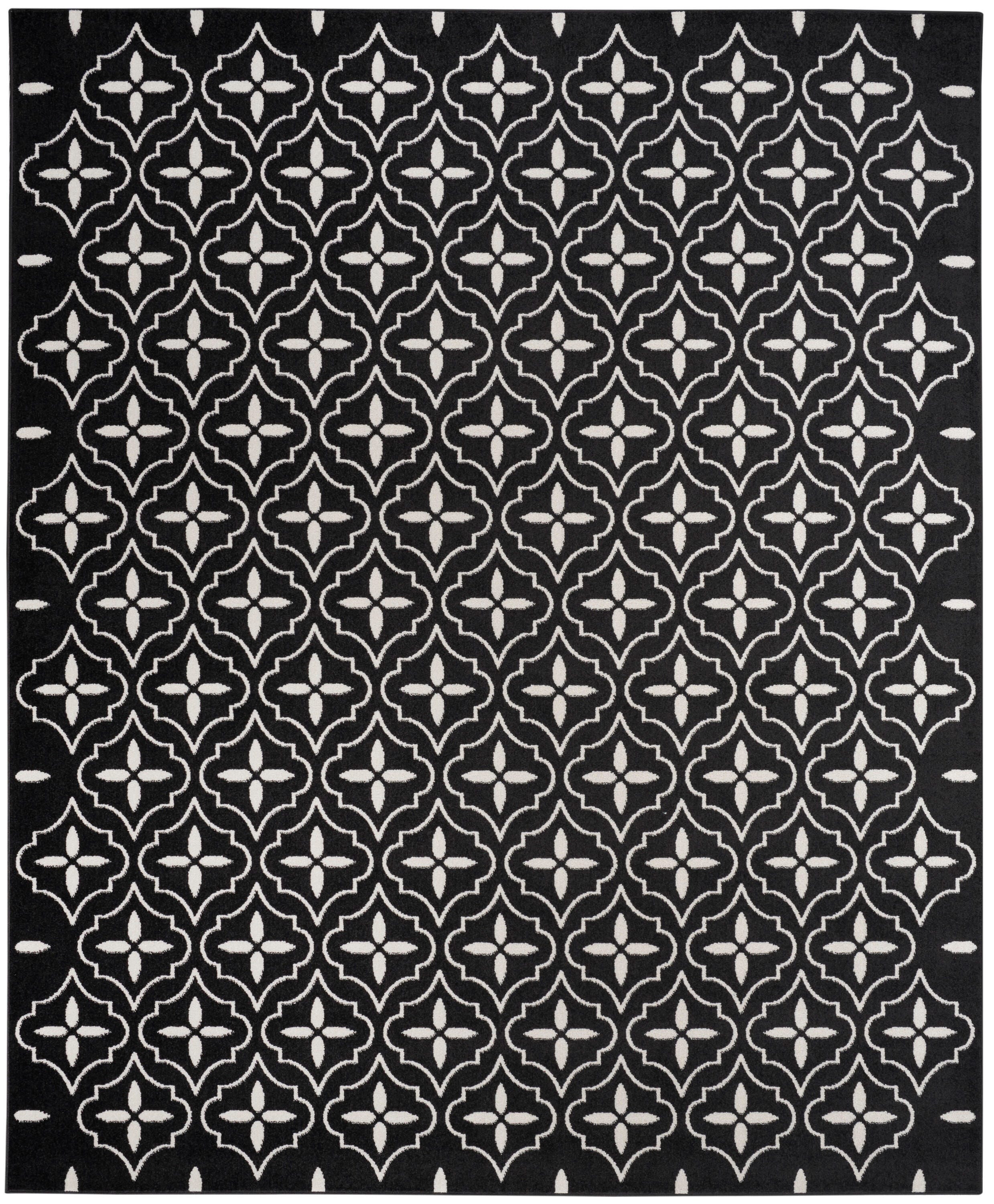 Nourison Home Outdoor Essentials 6' x 9' Area Rug, Black/Ivory, large