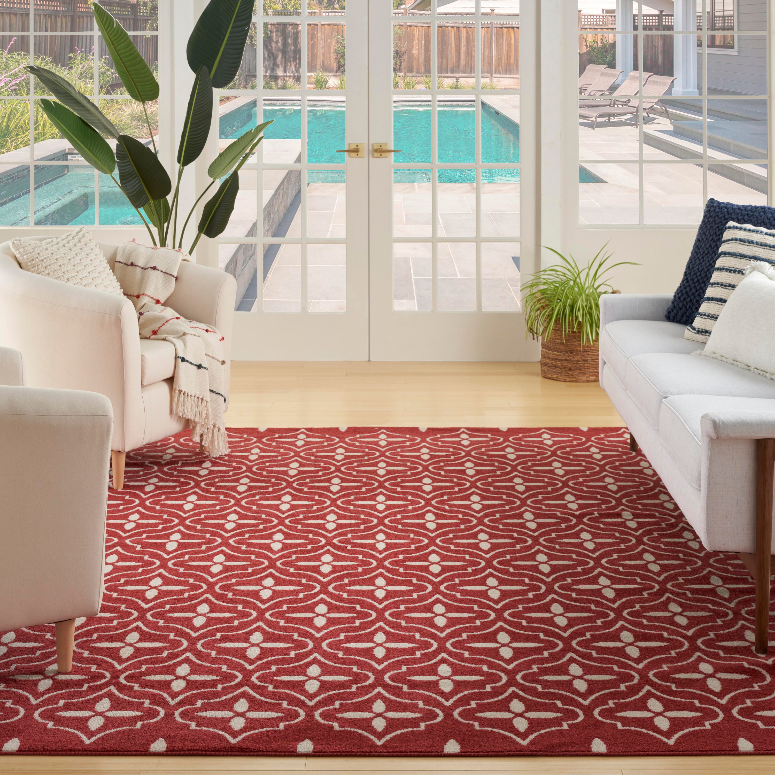 Nourison Home Outdoor Essentials 6' x 9' Area Rug, Brick/Ivory, large