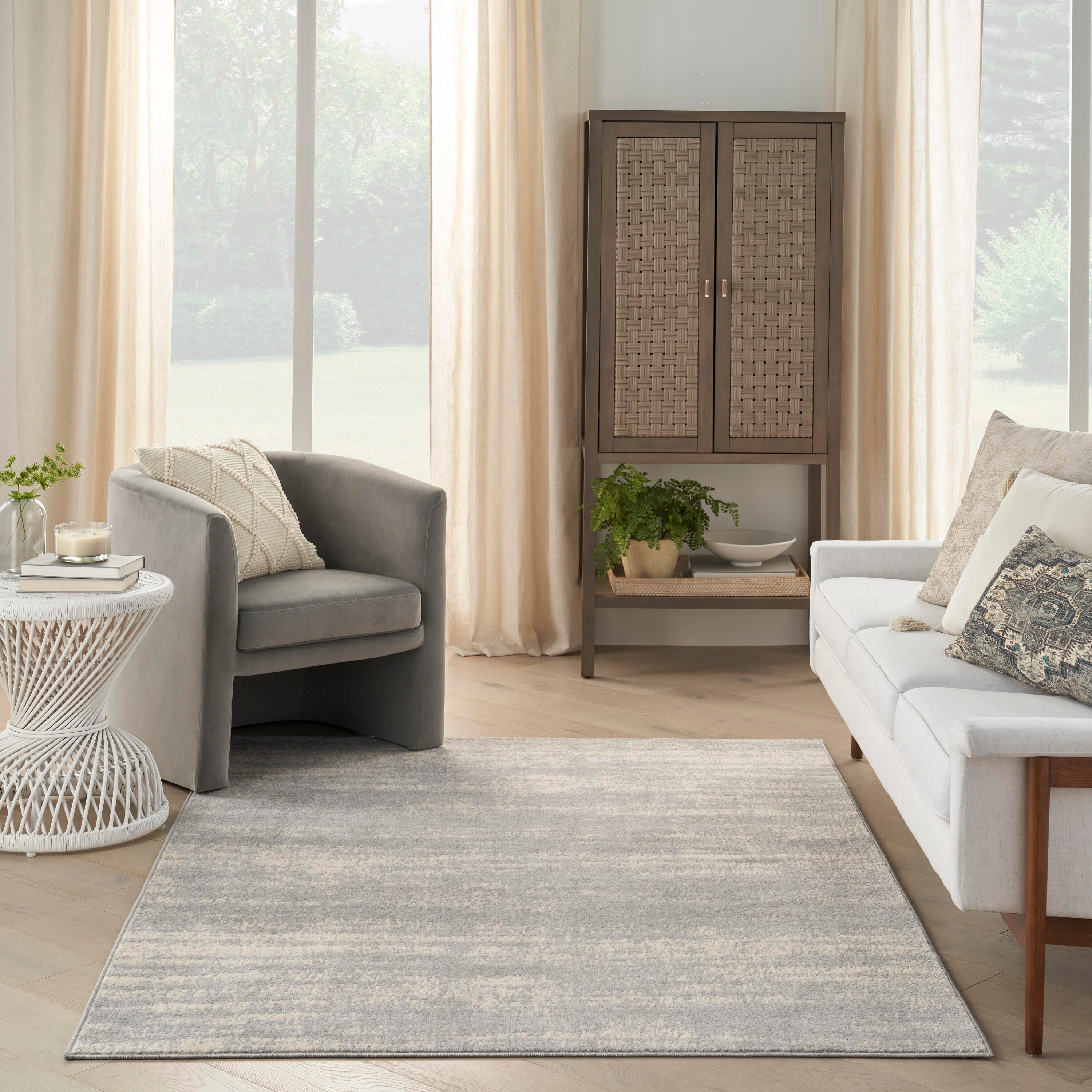 Nourison Home Outdoor Essentials 6' x 9' Area Rug, Gray/Beige, large