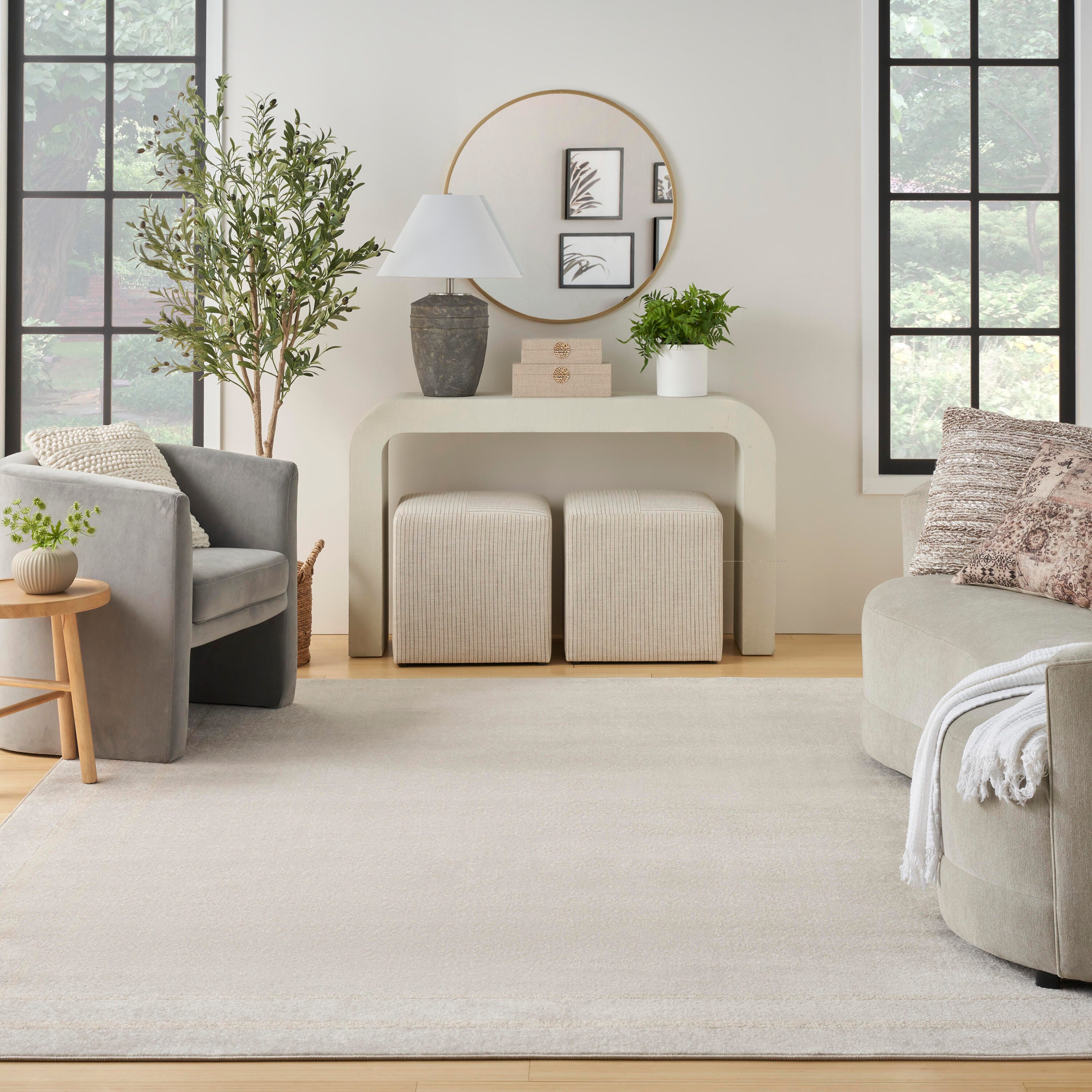 Nourison Home Outdoor Essentials 6' x 9' Area Rug, Ivory/Gold, large