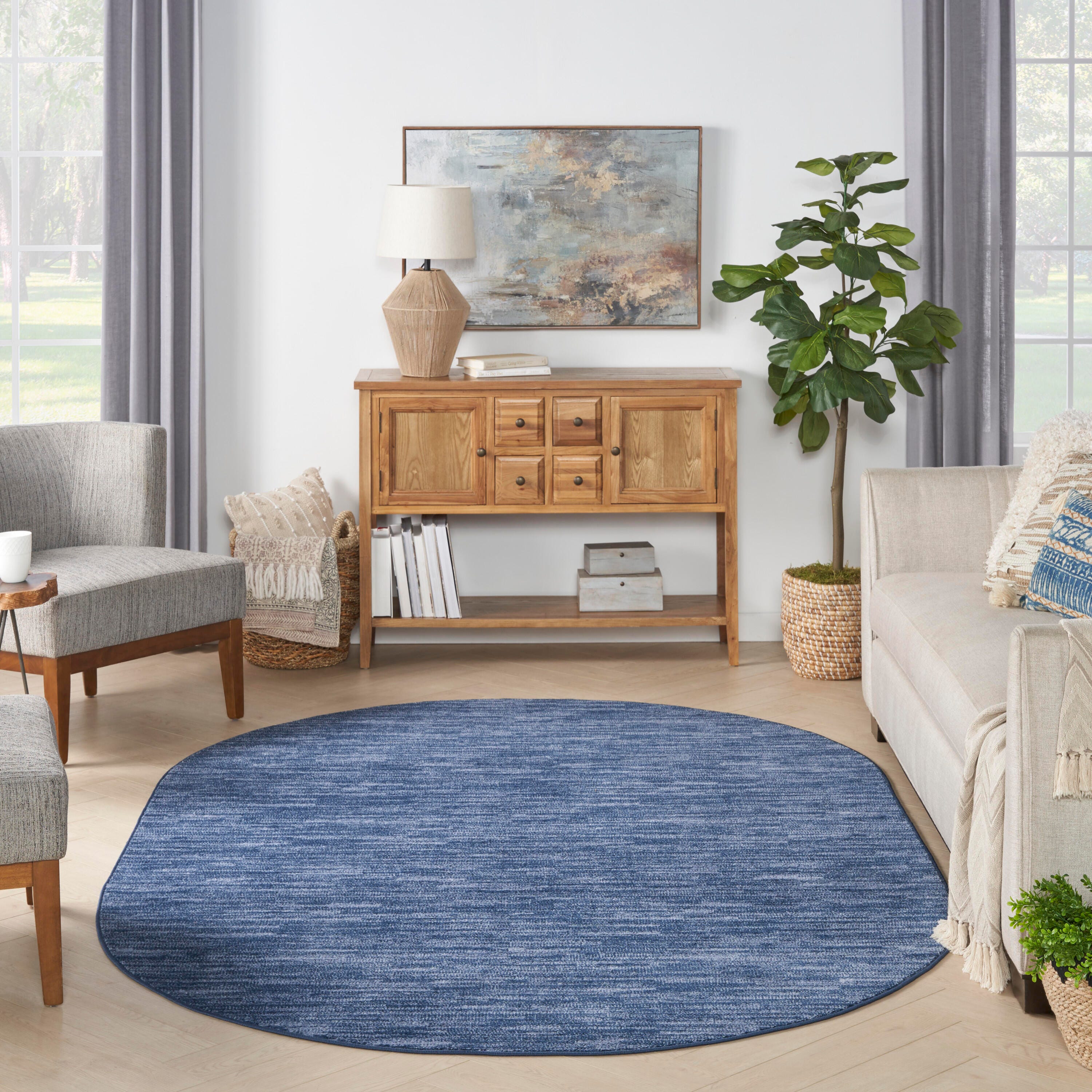 Nourison Home Outdoor Essentials 6' x 9' Area Rug, Navy Blue, large