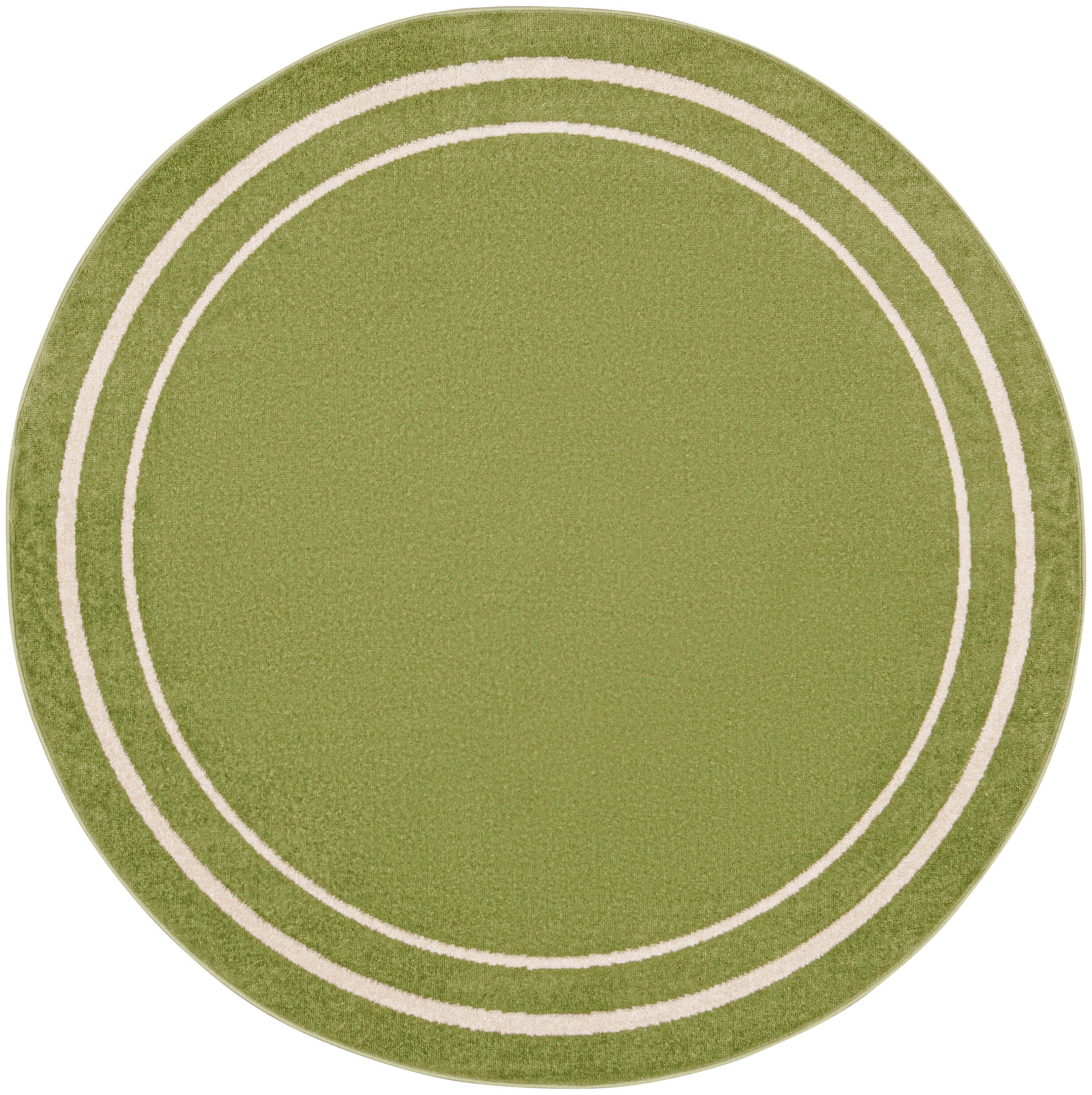 Nourison Home Outdoor Essentials 6' x Round Area Rug, Green/Ivory, large