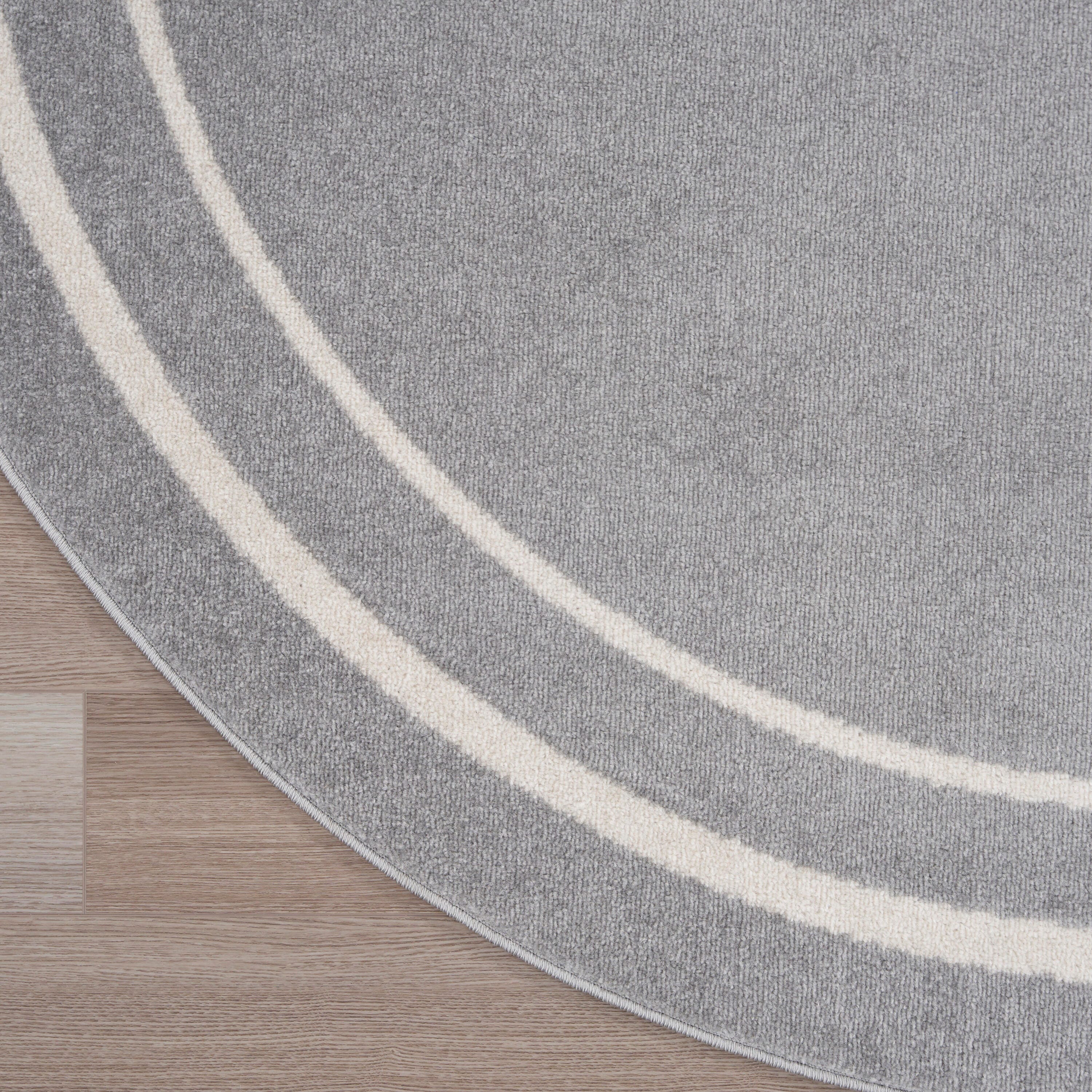 Nourison Home Outdoor Essentials 6' x Round Area Rug, Gray/Ivory, large