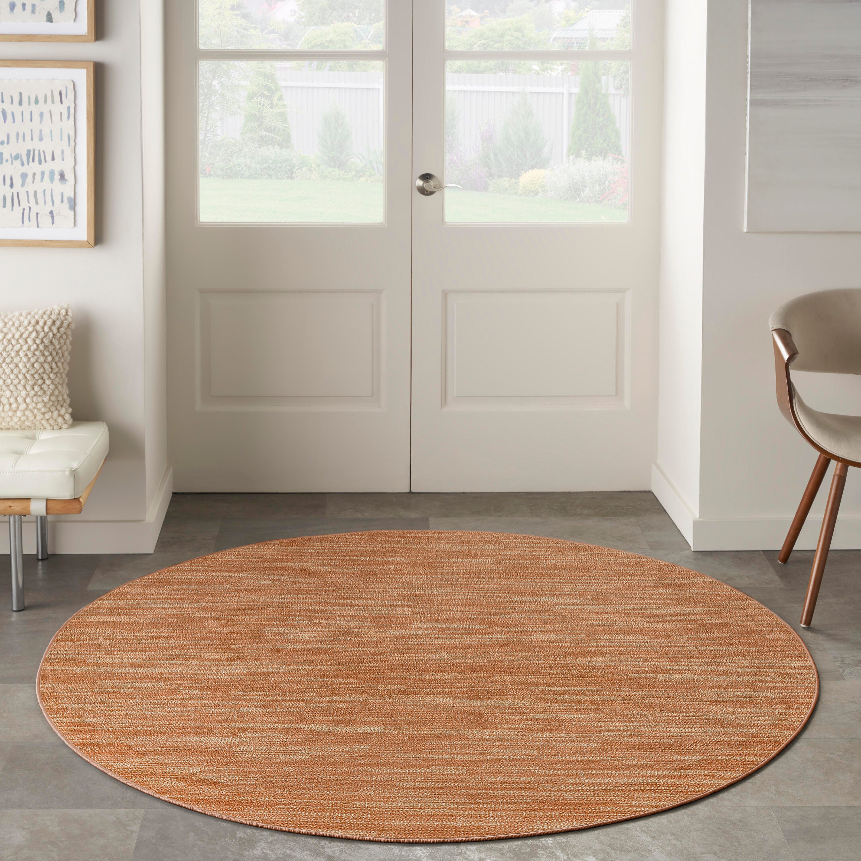 Nourison Home Outdoor Essentials 6' x Round Area Rug, Rust, large