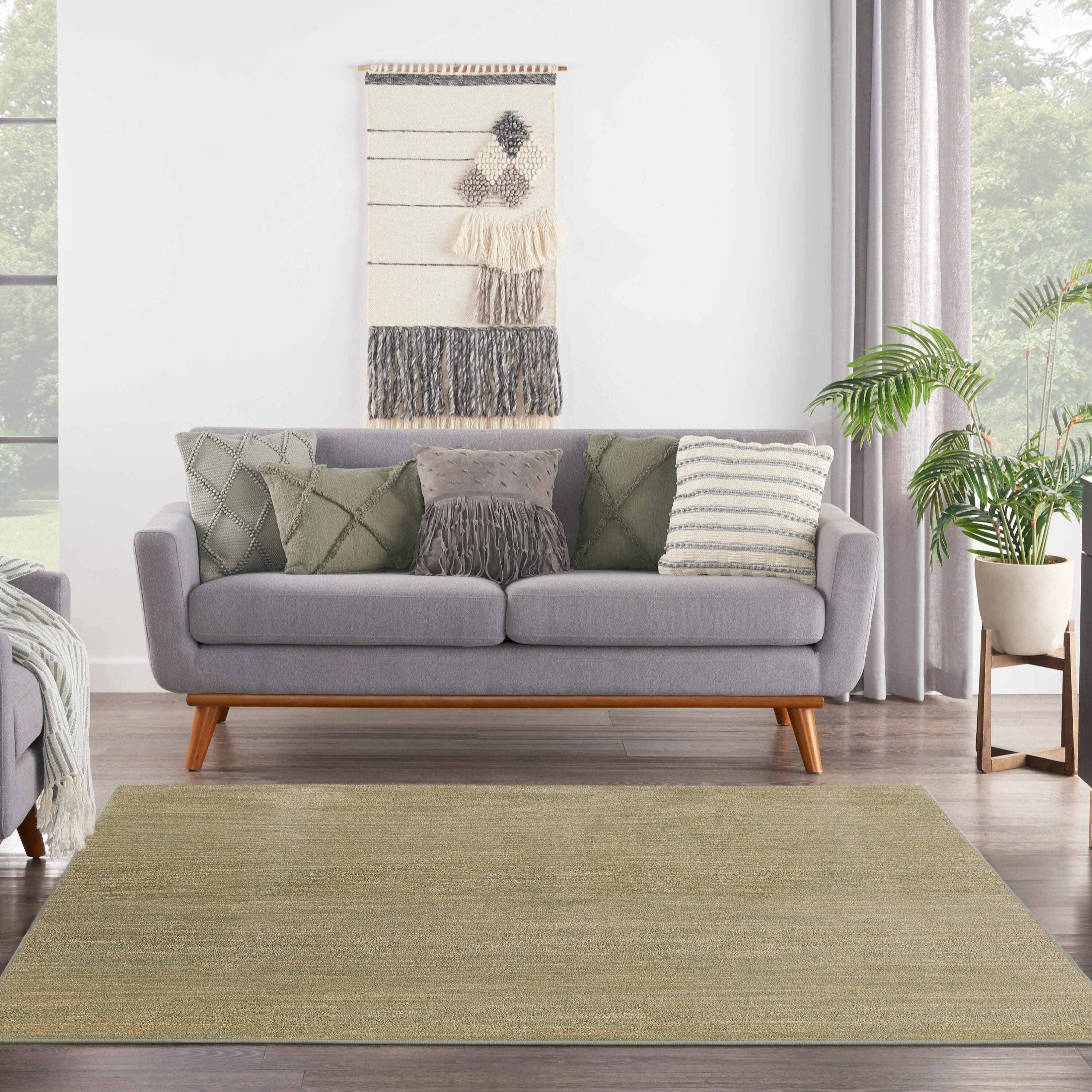 Nourison Home Outdoor Essentials 7' x Square Area Rug, Green/Gold, large