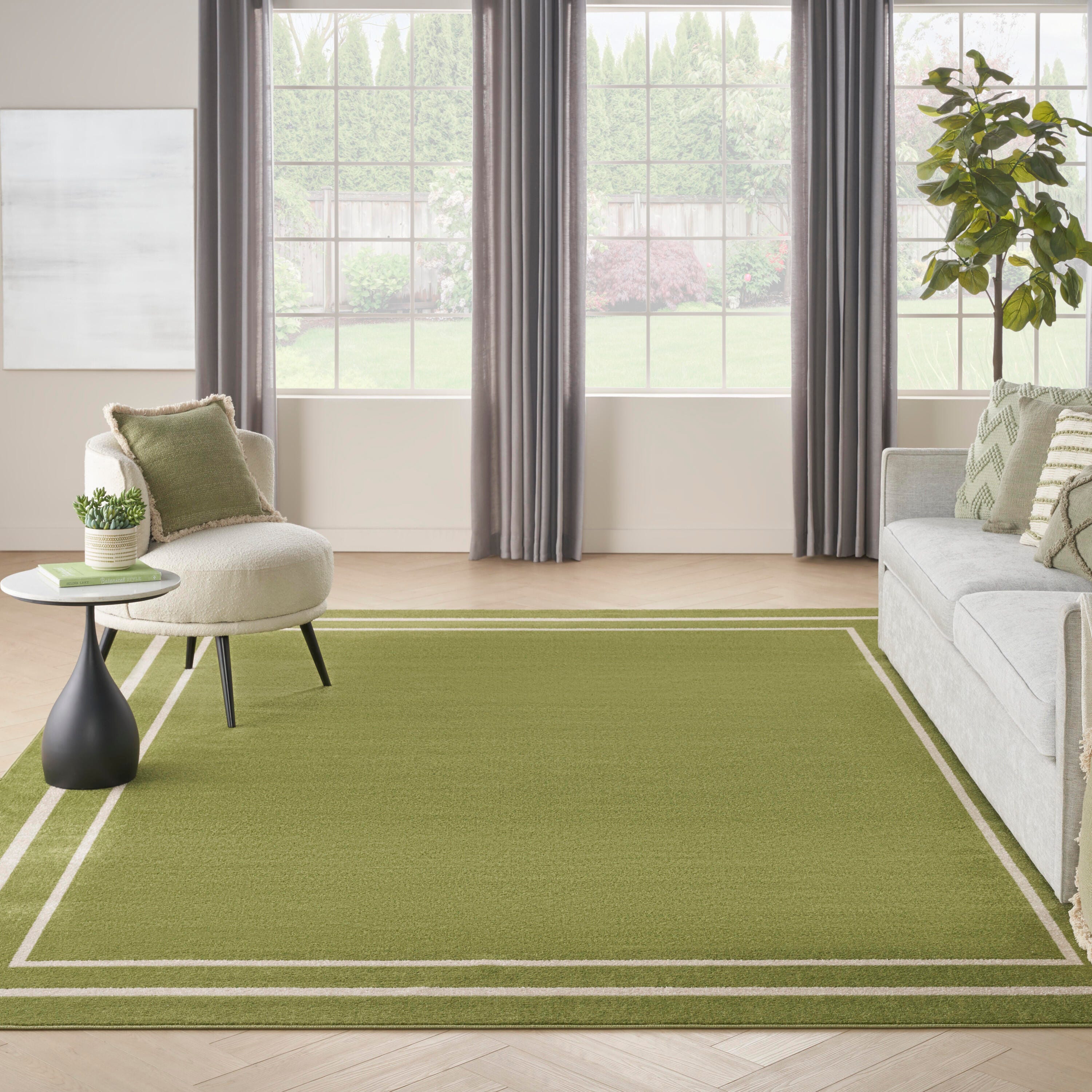 Nourison Home Outdoor Essentials 8' x 10' Area Rug, Green/Ivory, large