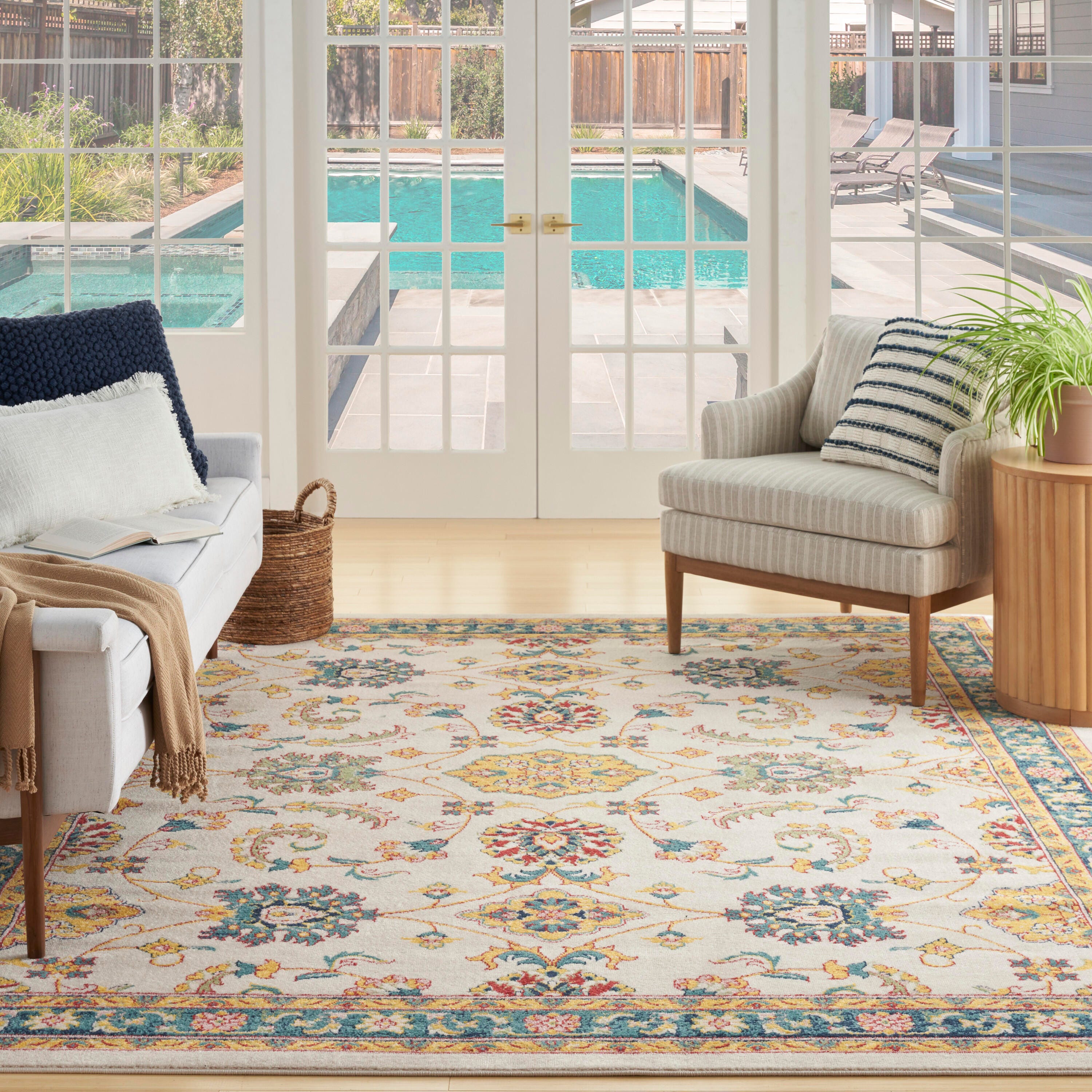 Nourison Home Outdoor Essentials 8' x 10' Area Rug, Ivory/Gold, large