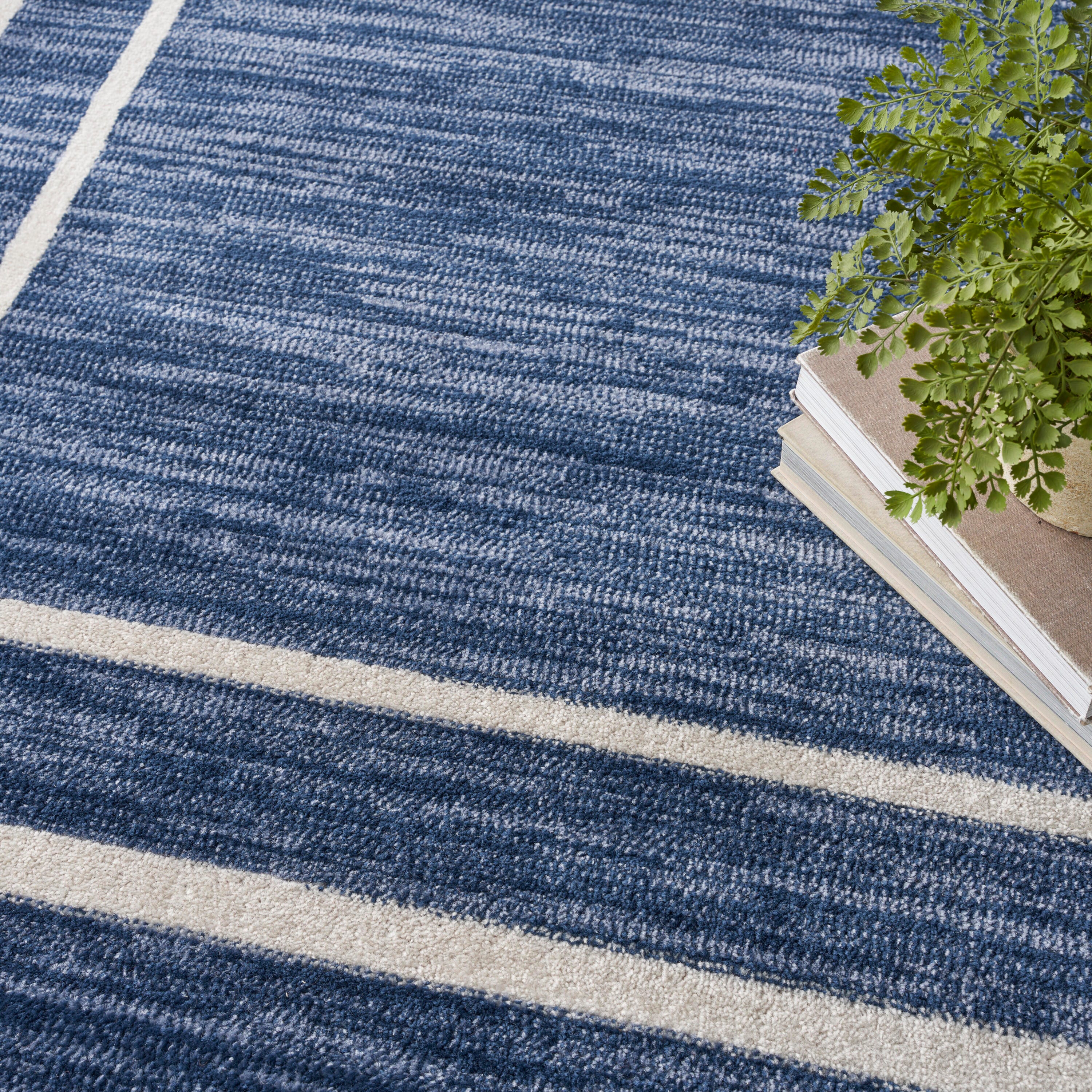 Nourison Home Outdoor Essentials 8' x 10' Area Rug, Navy/Ivory, large