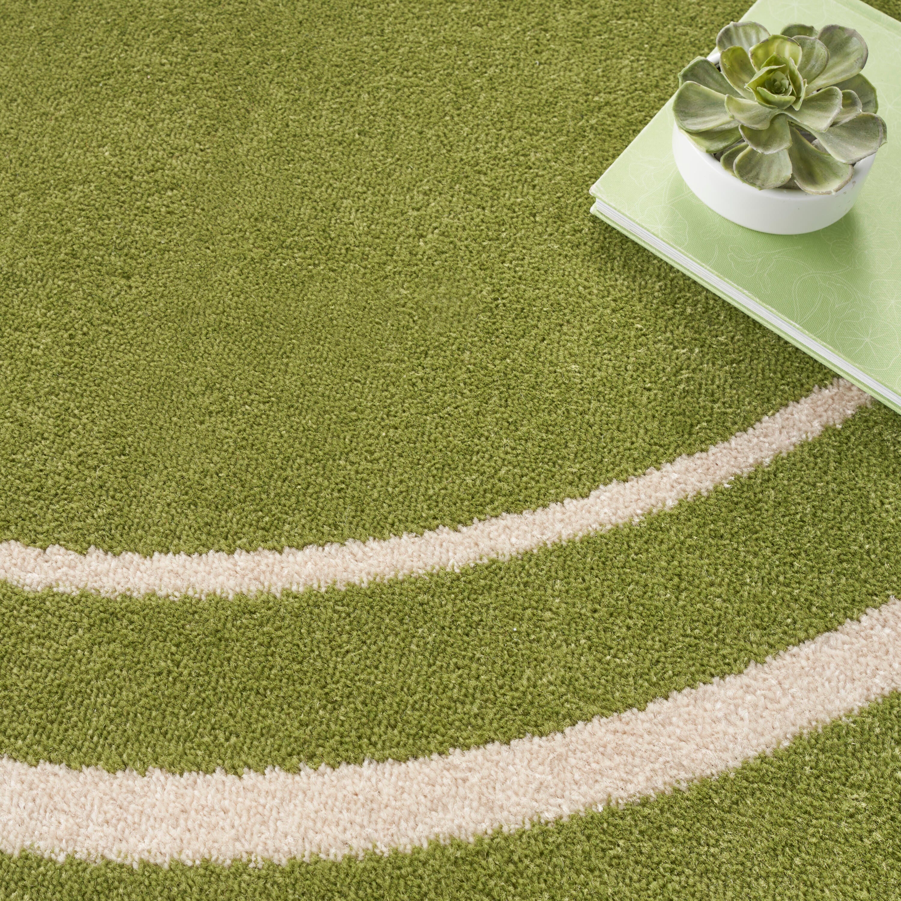 Nourison Home Outdoor Essentials 8' x Round Area Rug, Green/Ivory, large