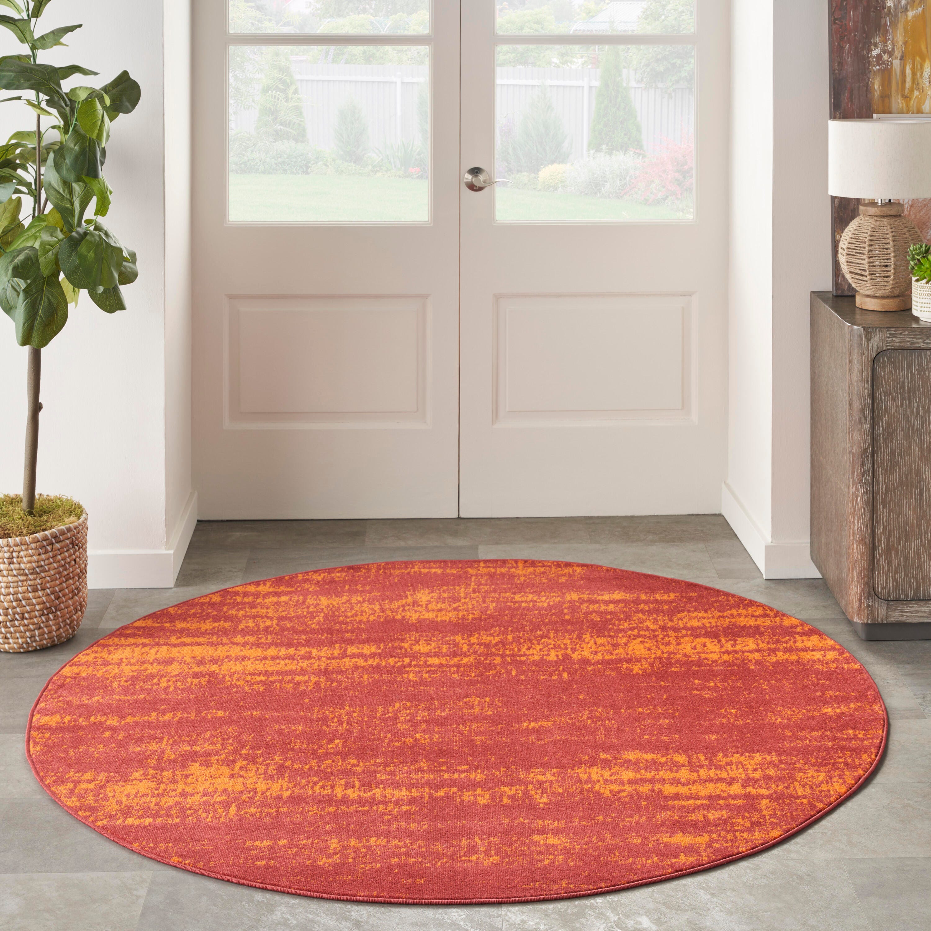 Nourison Home Outdoor Essentials 8' x Round Area Rug, Red, large