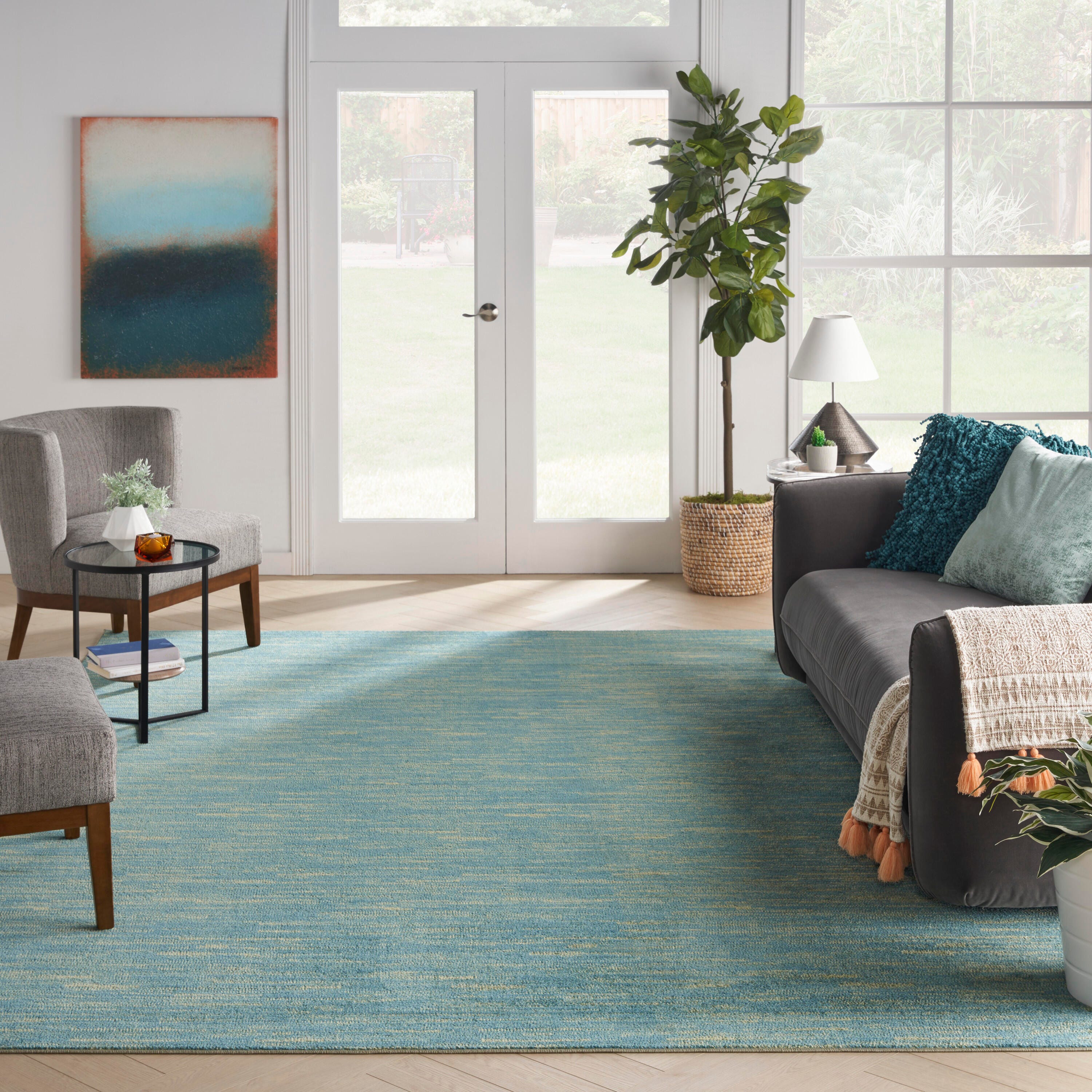 Nourison Home Outdoor Essentials 9' x 12' Area Rug, Blue/Green, large