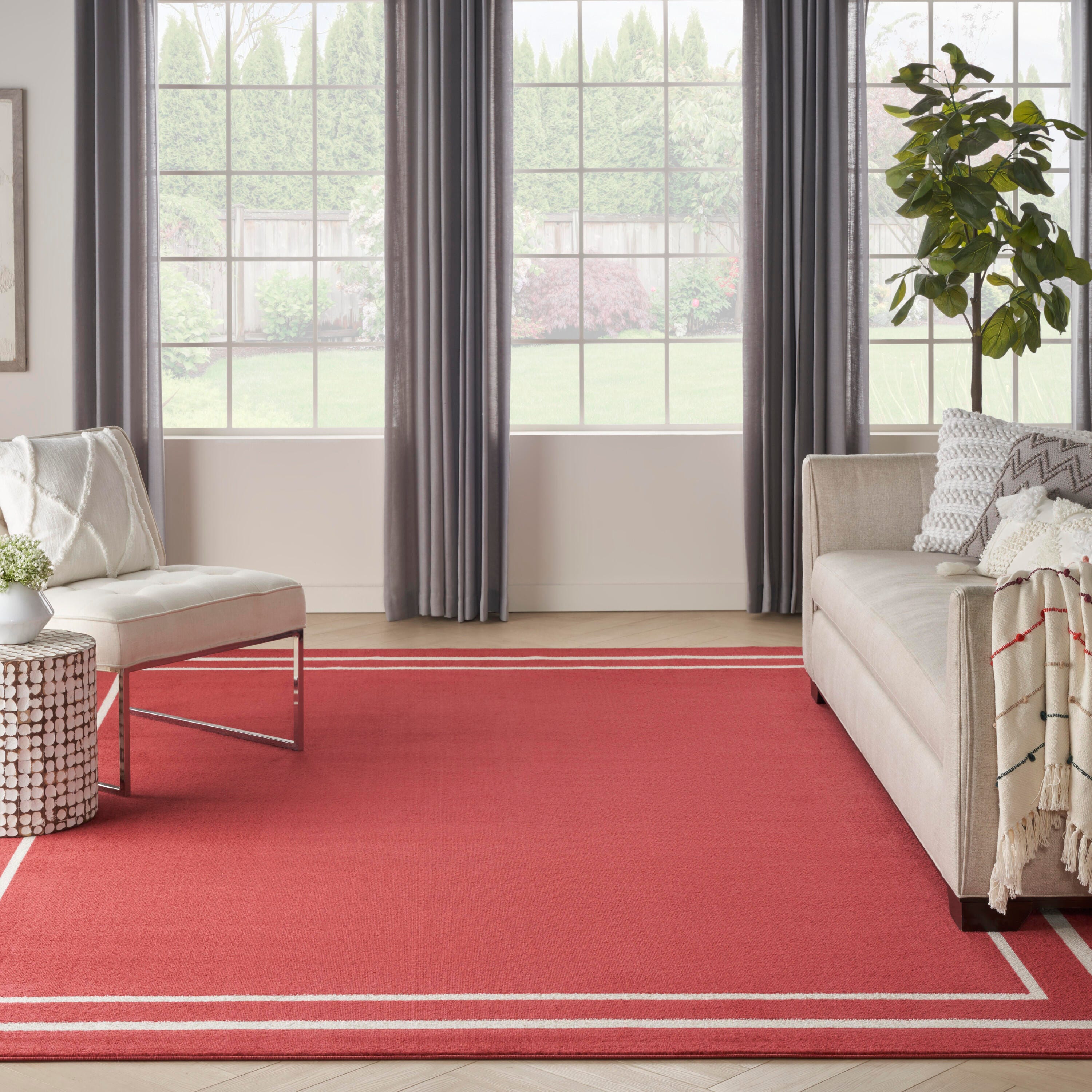 Nourison Home Outdoor Essentials 9' x 12' Area Rug, Brick/Ivory, large