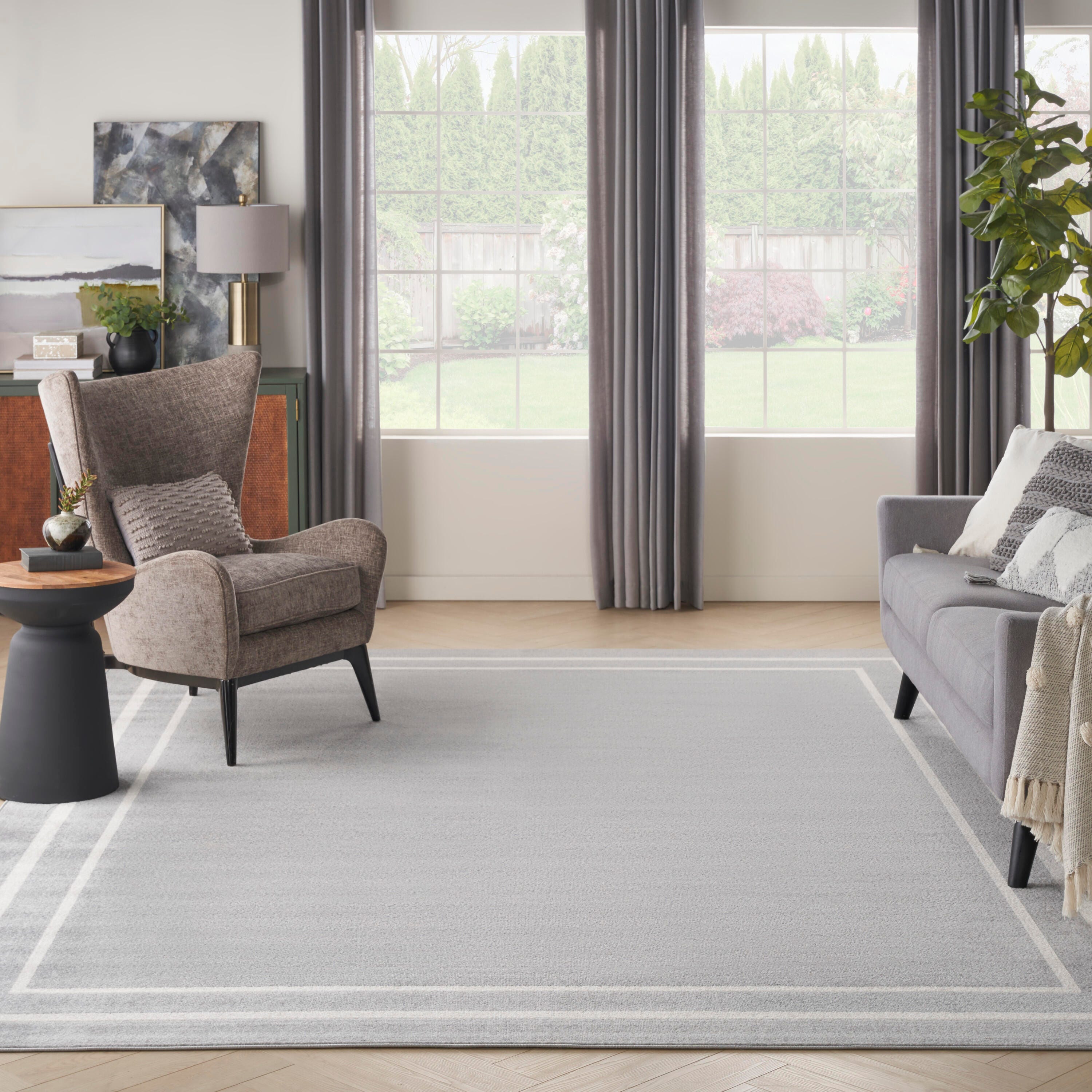 Nourison Home Outdoor Essentials 9' x 12' Area Rug, Gray/Ivory, large