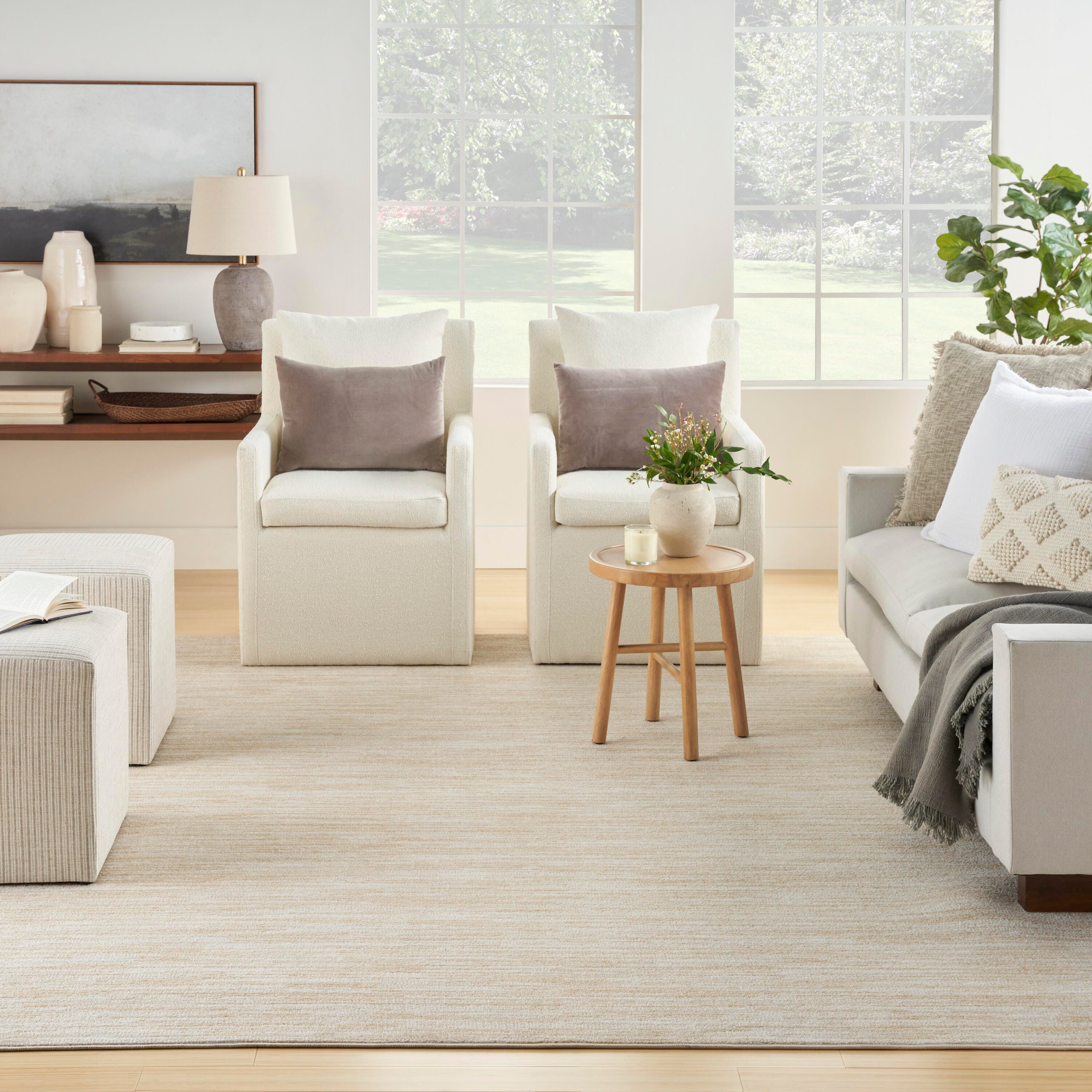 Nourison Home Outdoor Essentials 9' x 12' Area Rug, Ivory/Gold, large