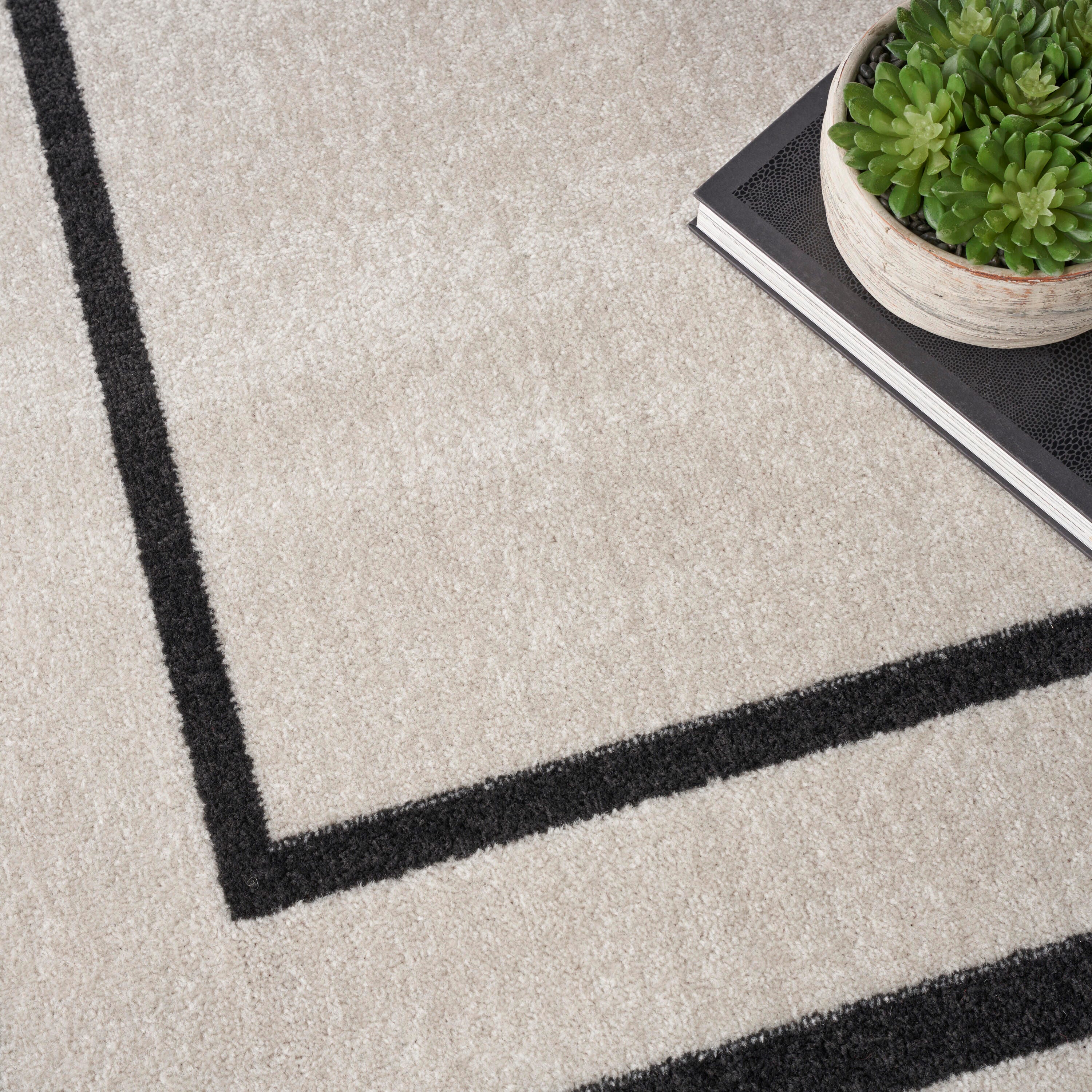 Nourison Home Outdoor Essentials 9' x 12' Area Rug, Ivory/Black, large