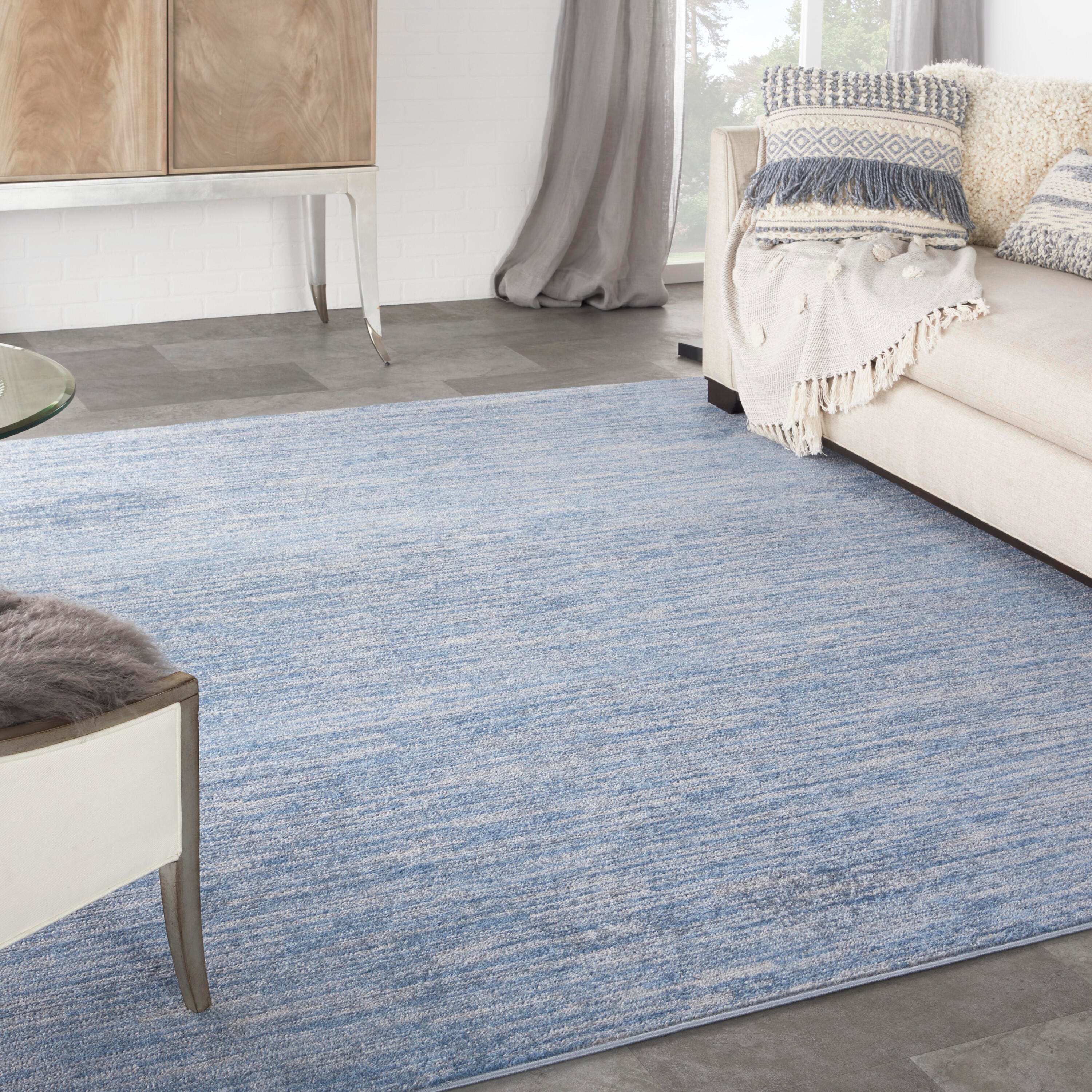 Nourison Home Outdoor Essentials 9' x Square Area Rug, Blue/Gray, large