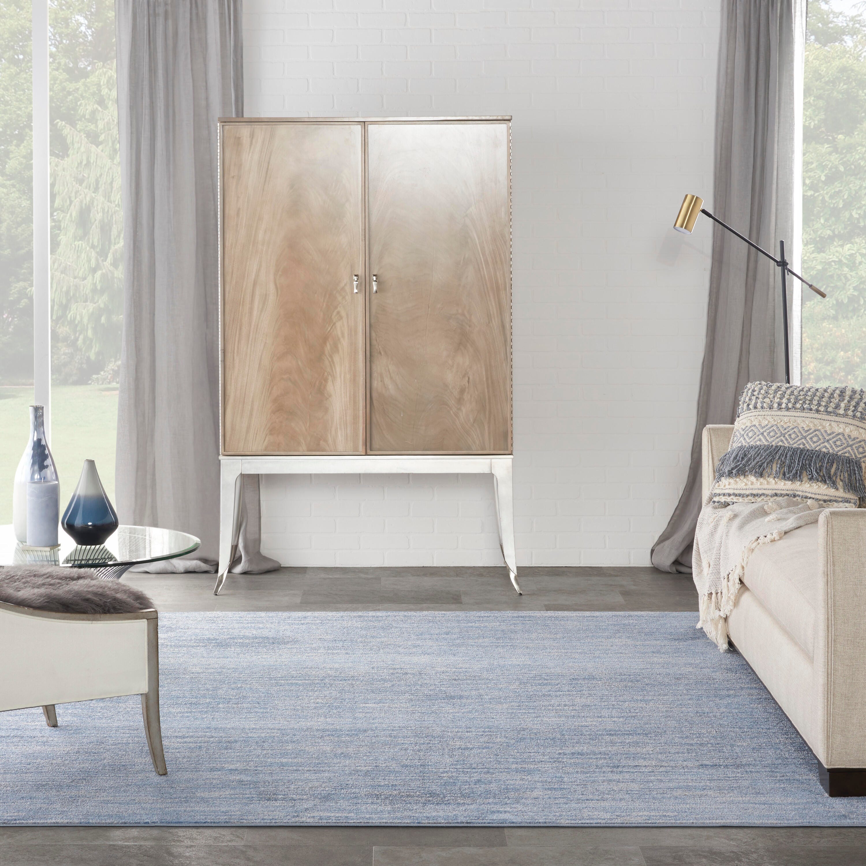 Nourison Home Outdoor Essentials 9' x Square Area Rug, Blue/Gray, large
