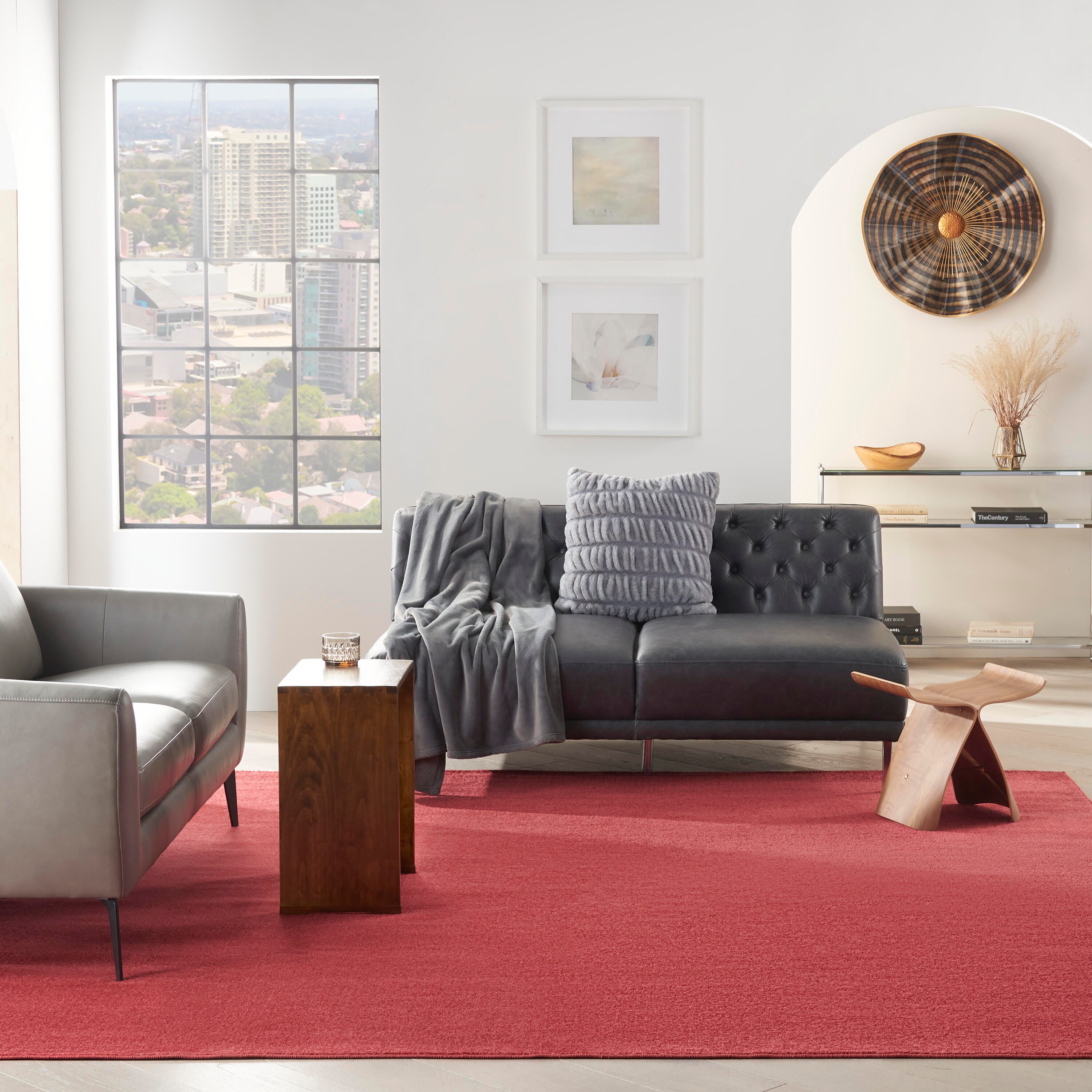 Nourison Home Outdoor Essentials 9' x Square Area Rug, Brick Red, large