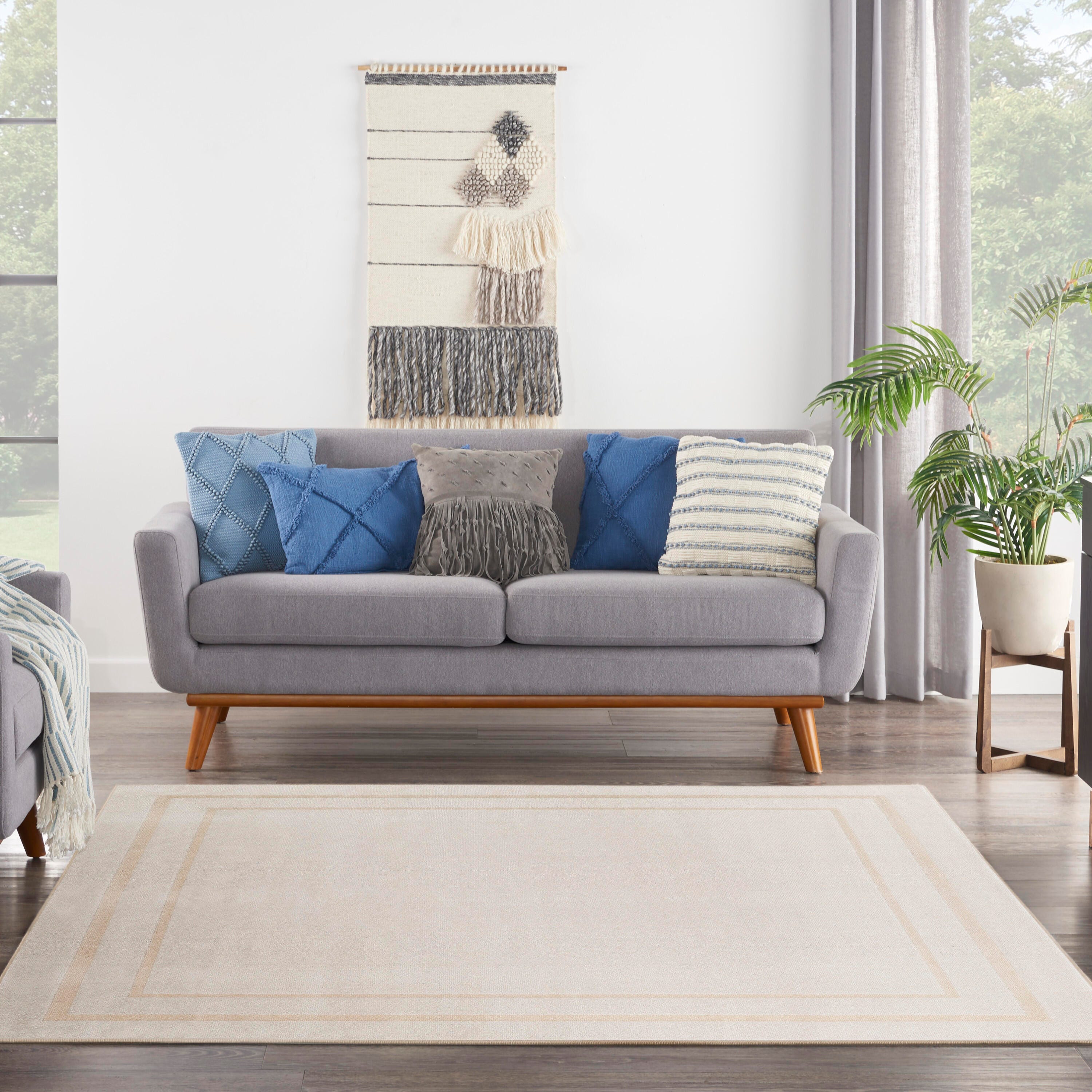 Nourison Home Outdoor Essentials 9' x Square Area Rug, Ivory/Gold, large