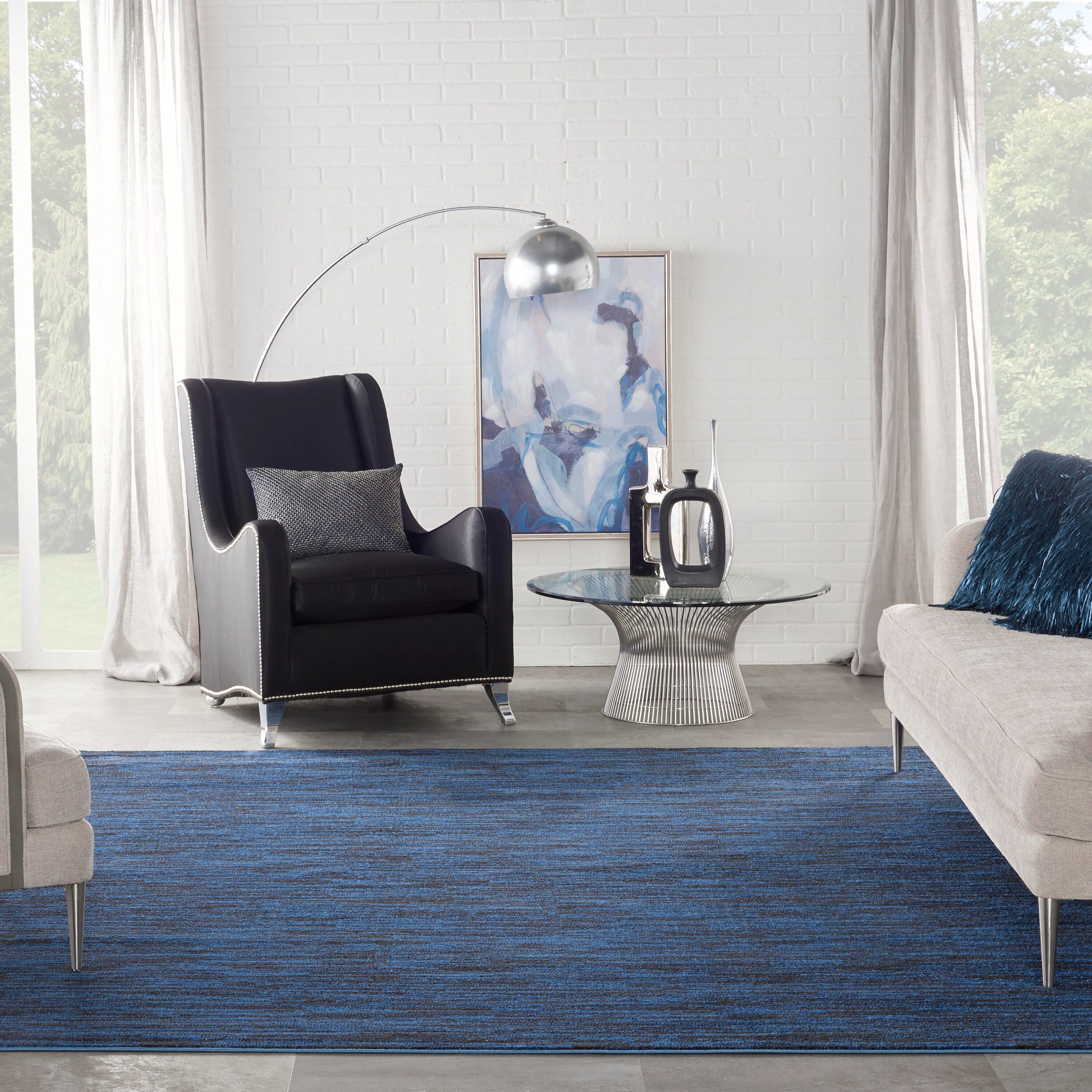 Nourison Home Outdoor Essentials 9' x Square Area Rug, Midnight Blue, large