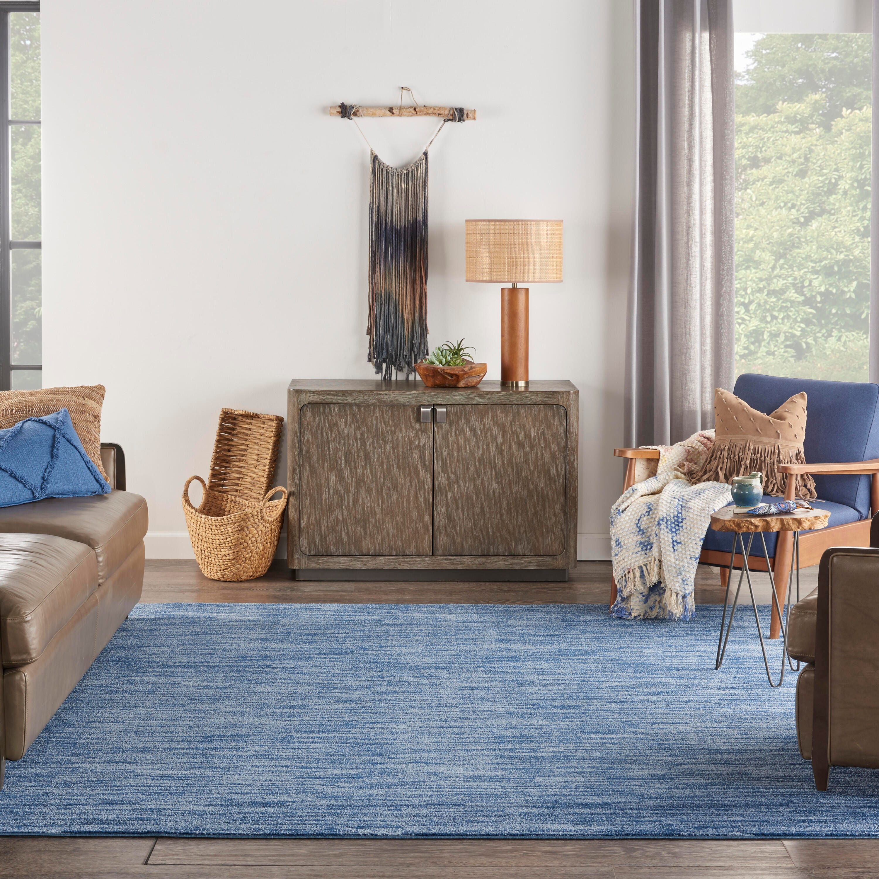 Nourison Home Outdoor Essentials 9' x Square Area Rug, Navy Blue, large