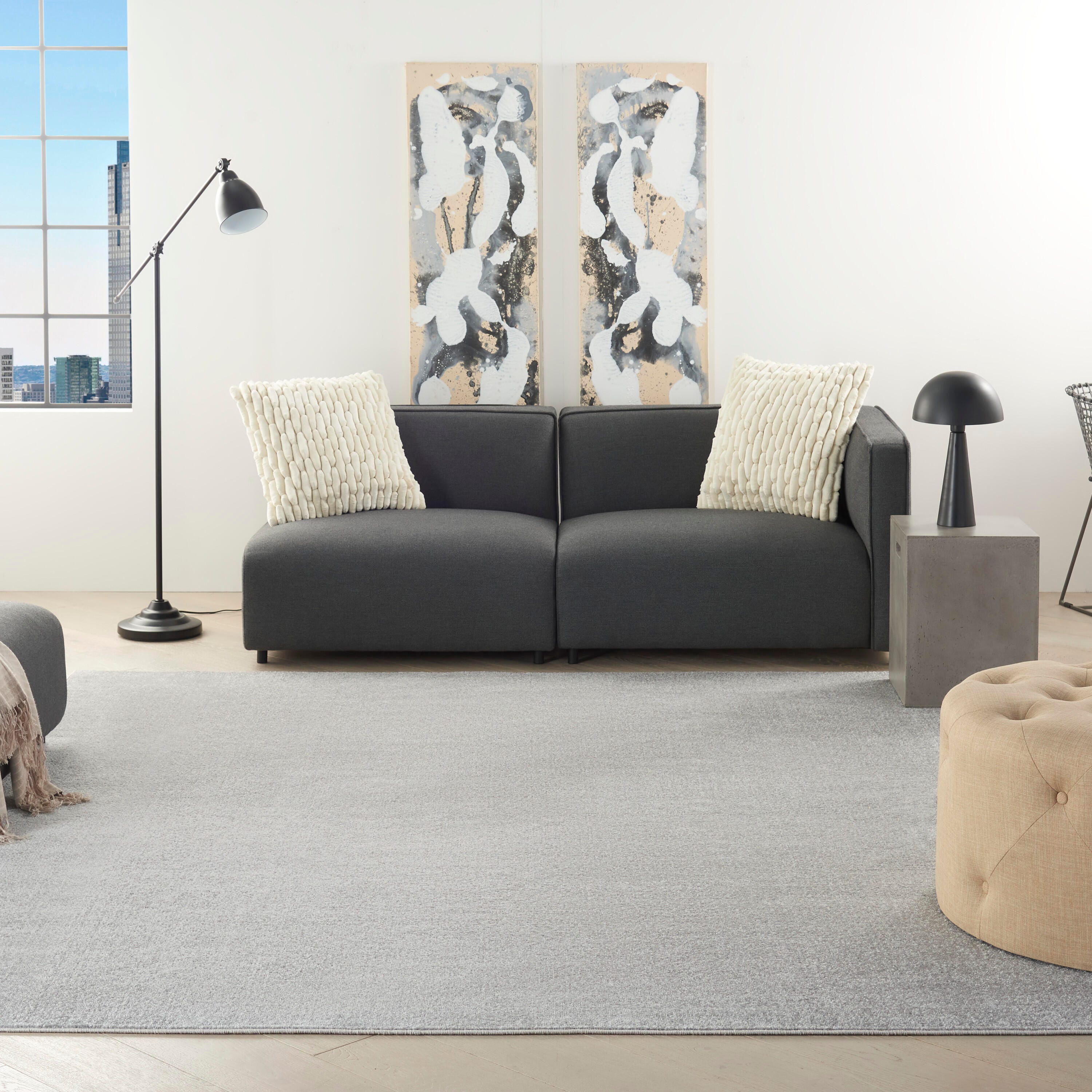 Nourison Home Outdoor Essentials 9' x Square Area Rug, Silver/Gray, large