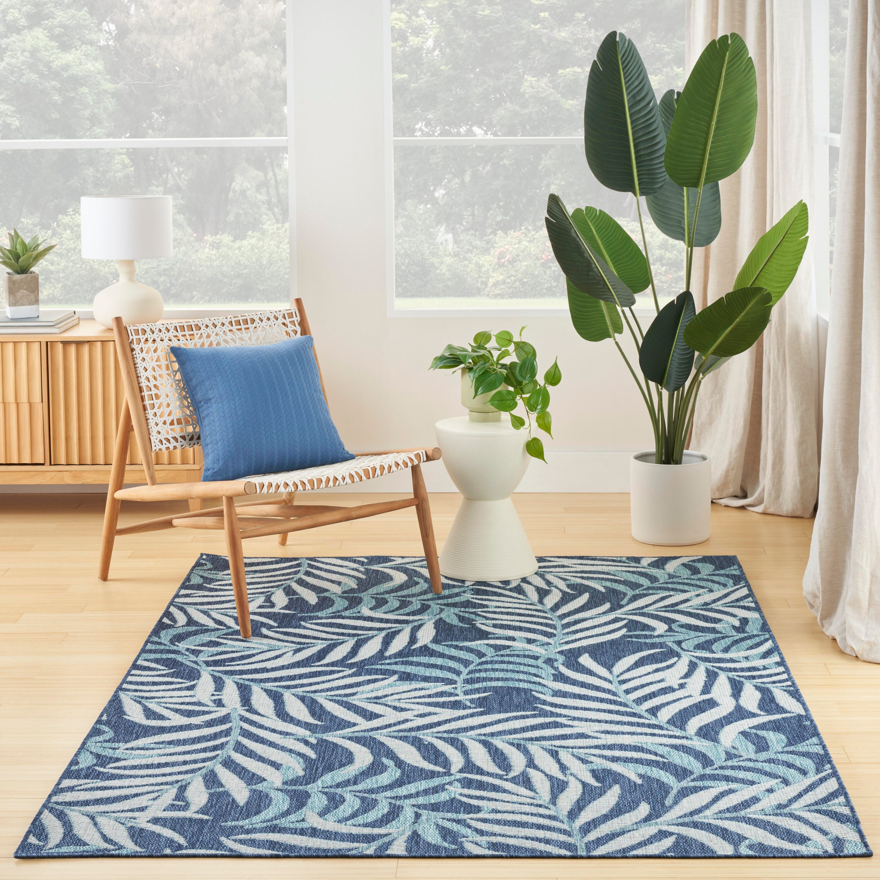 Nourison Home Tropical 5' x 7' Area Rug, Navy, large