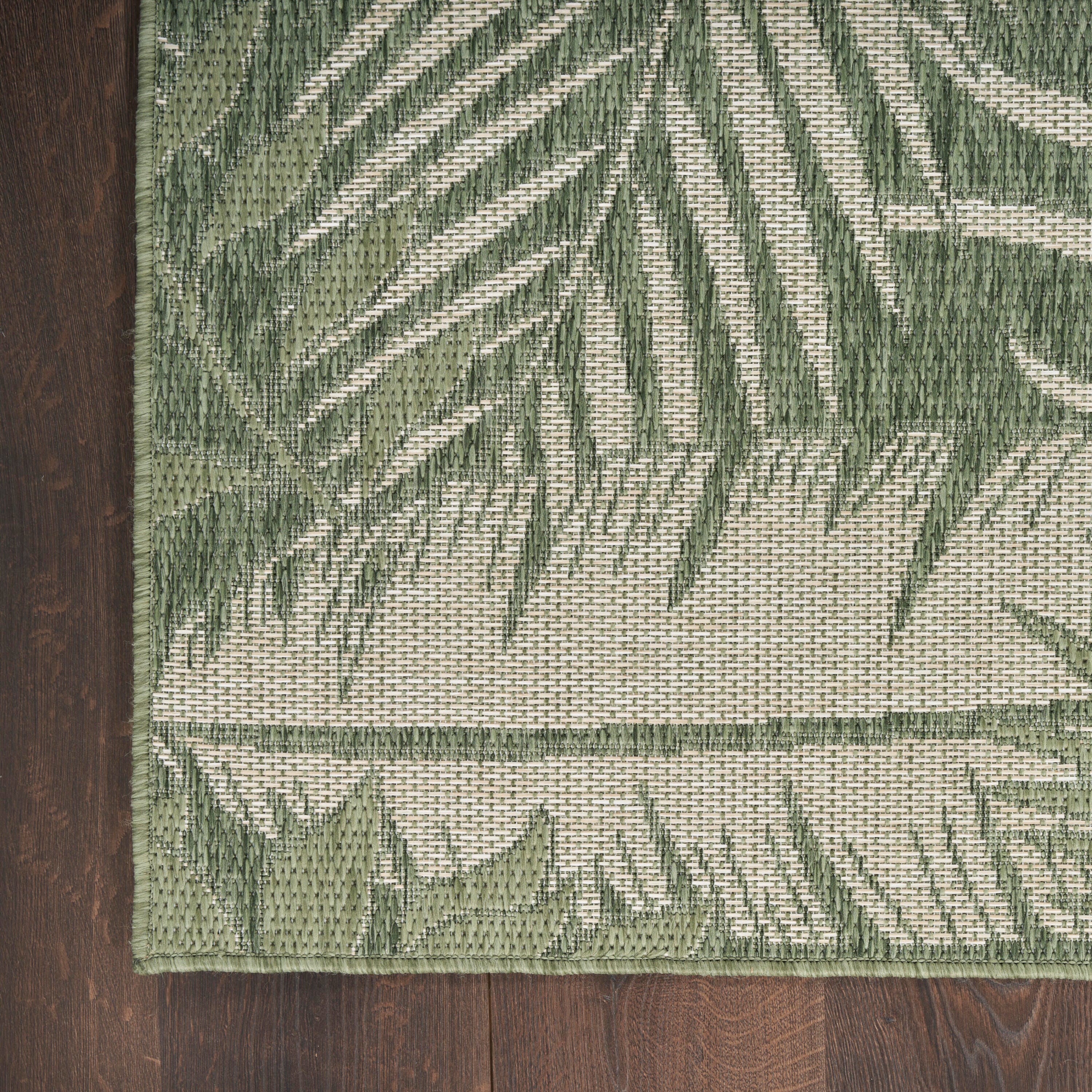 Nourison Home Palm Leaf 5' x 7'  Area Rug, Green/Ivory, large