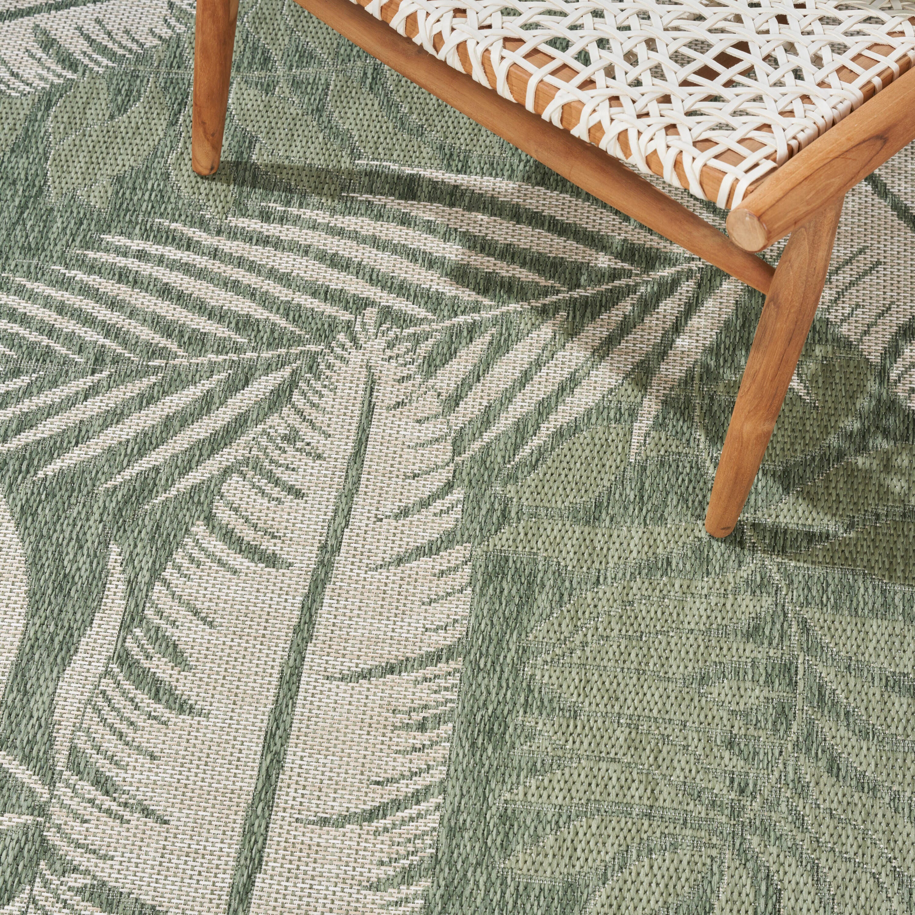 Nourison Home Palm Leaf 5' x 7'  Area Rug, Green/Ivory, large