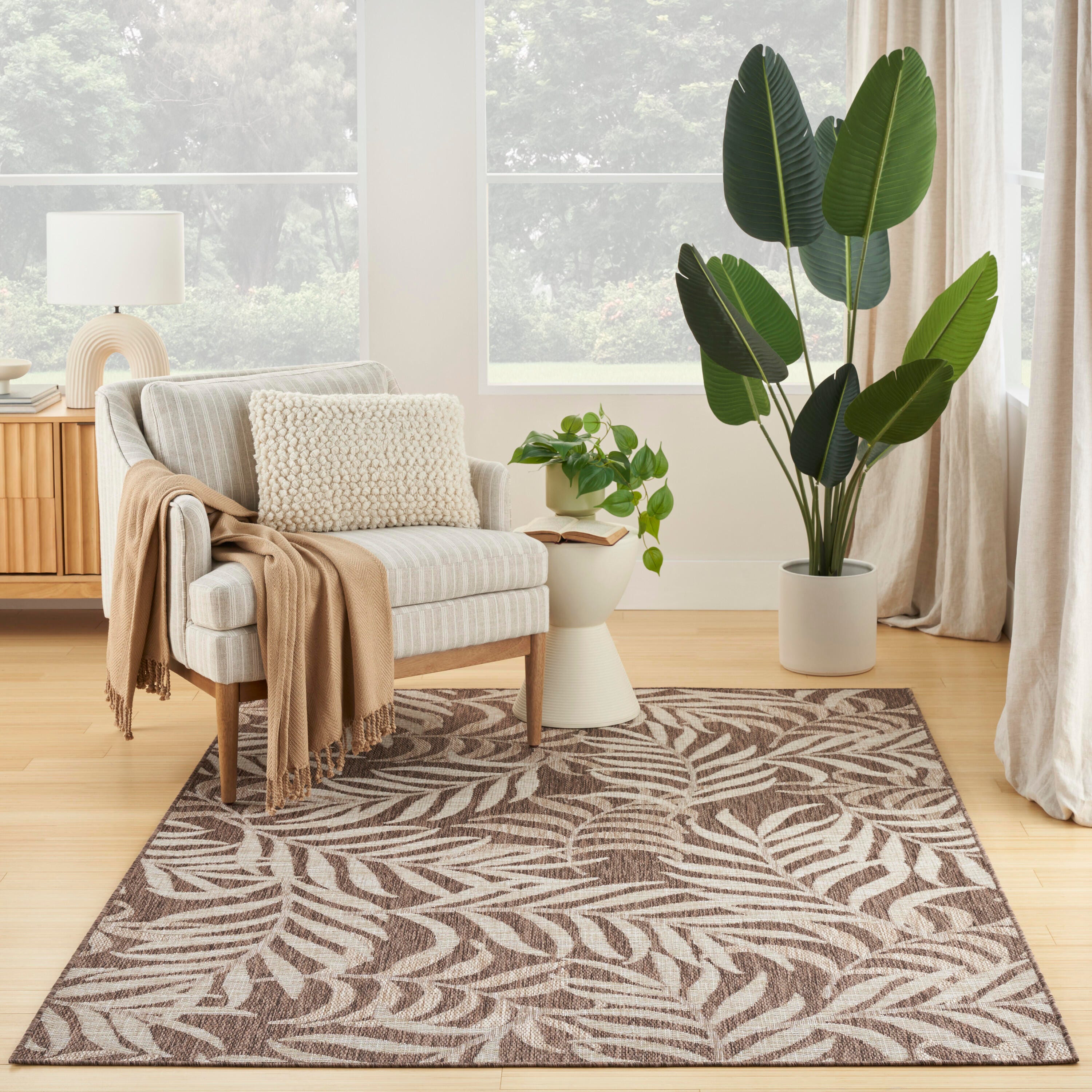 Nourison Home Tropical 5' x 7' Area Rug, Mocha, large