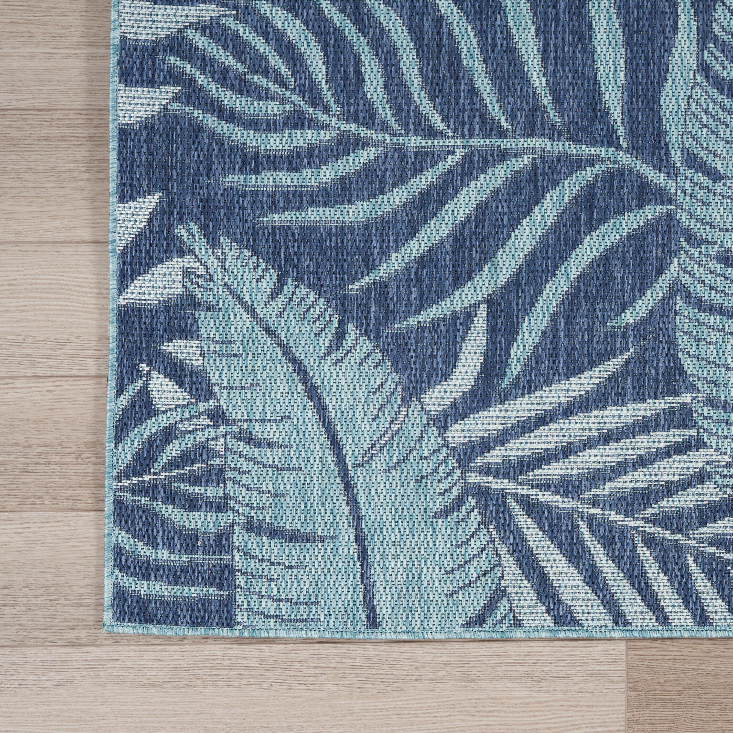 Nourison Home Palm Leaf 5' x 7'  Area Rug, Navy, large