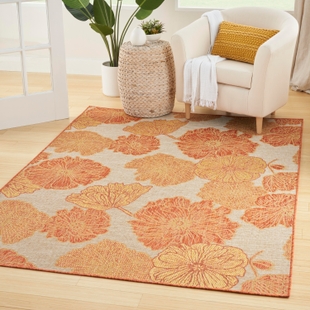 Nourison Home Floral 4' x 6' Area Rug, Coral, rollover