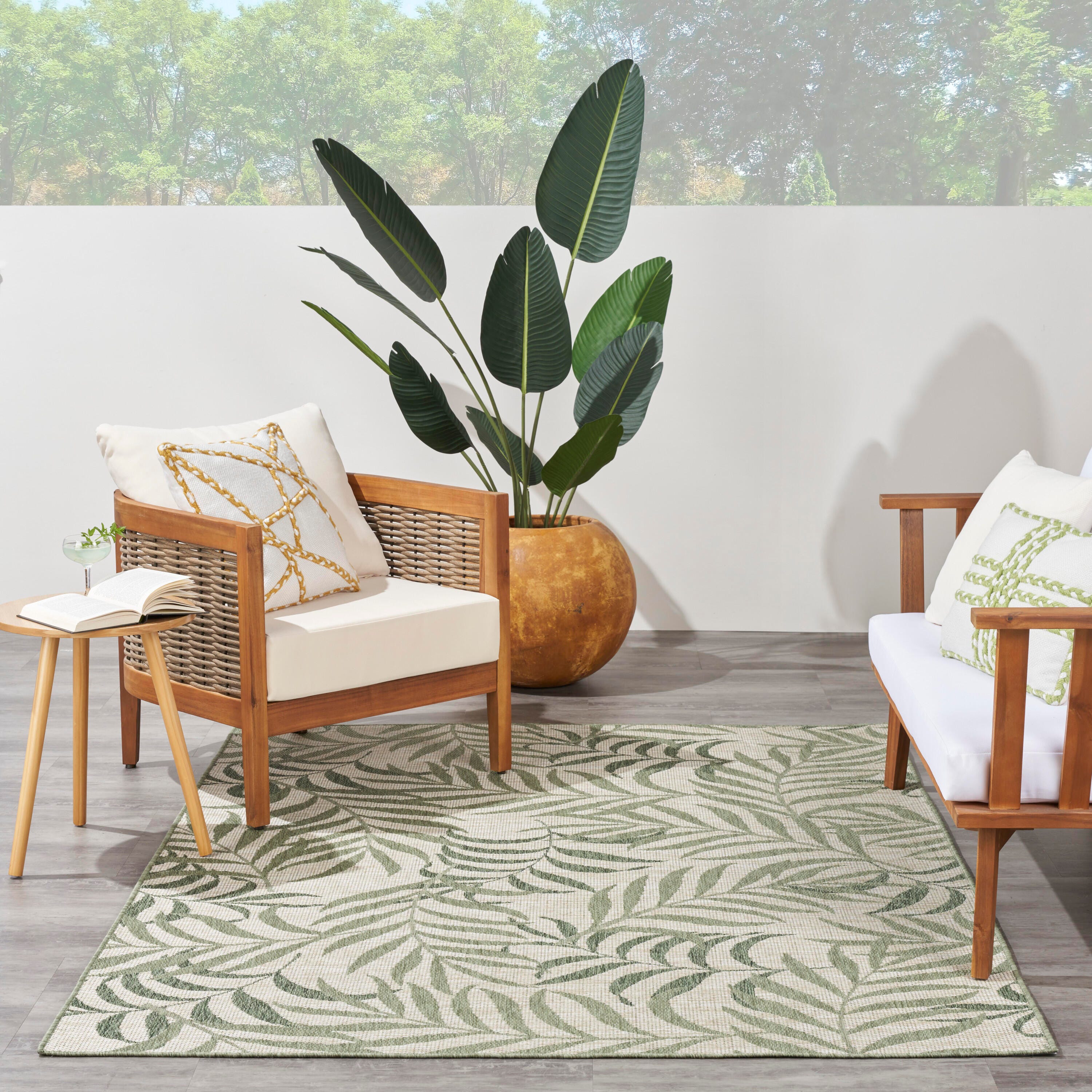 Nourison Home Tropical 6' x 9' Area Rug, Ivory/Green, large