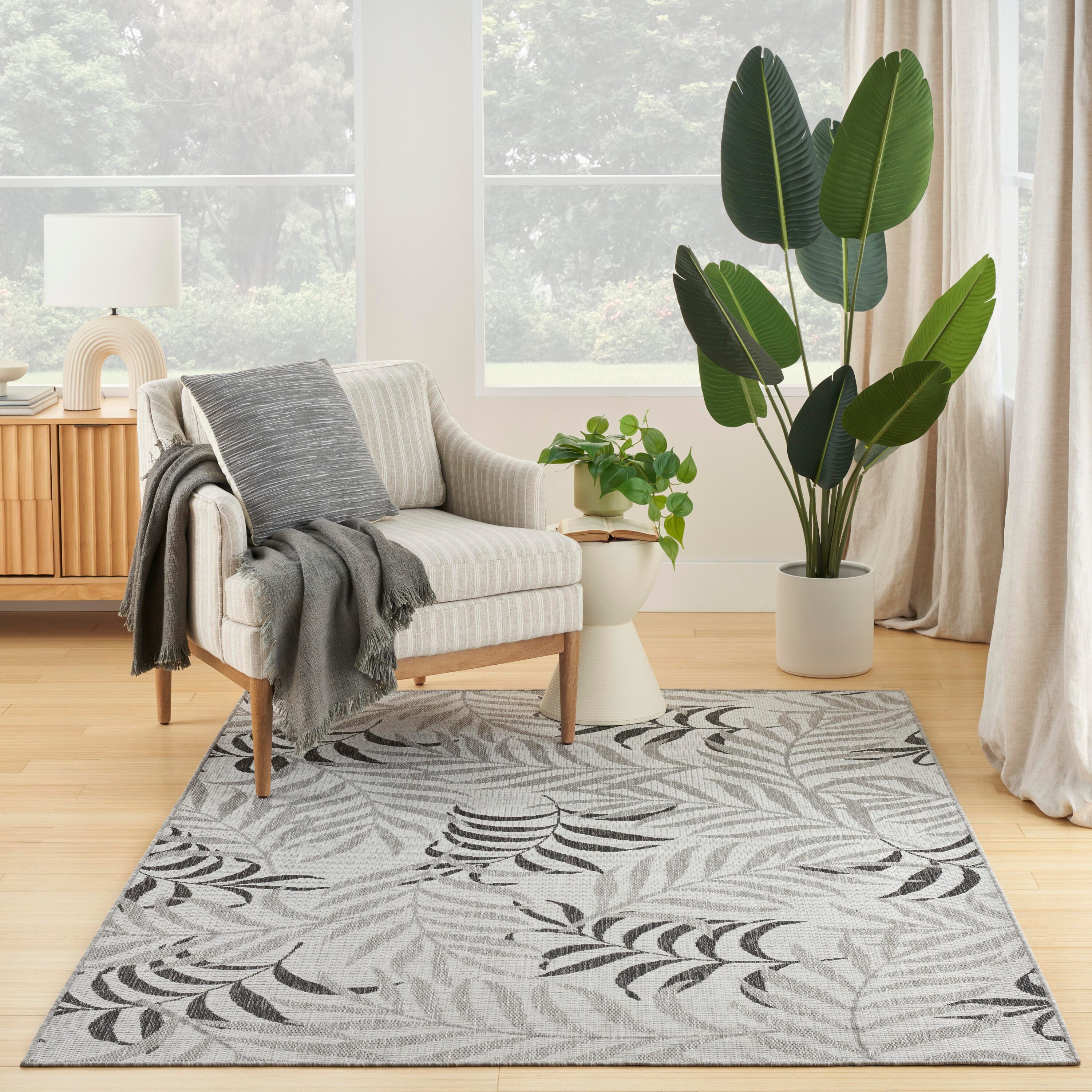 Nourison Home Tropical 5' x 7' Area Rug, Gray, large
