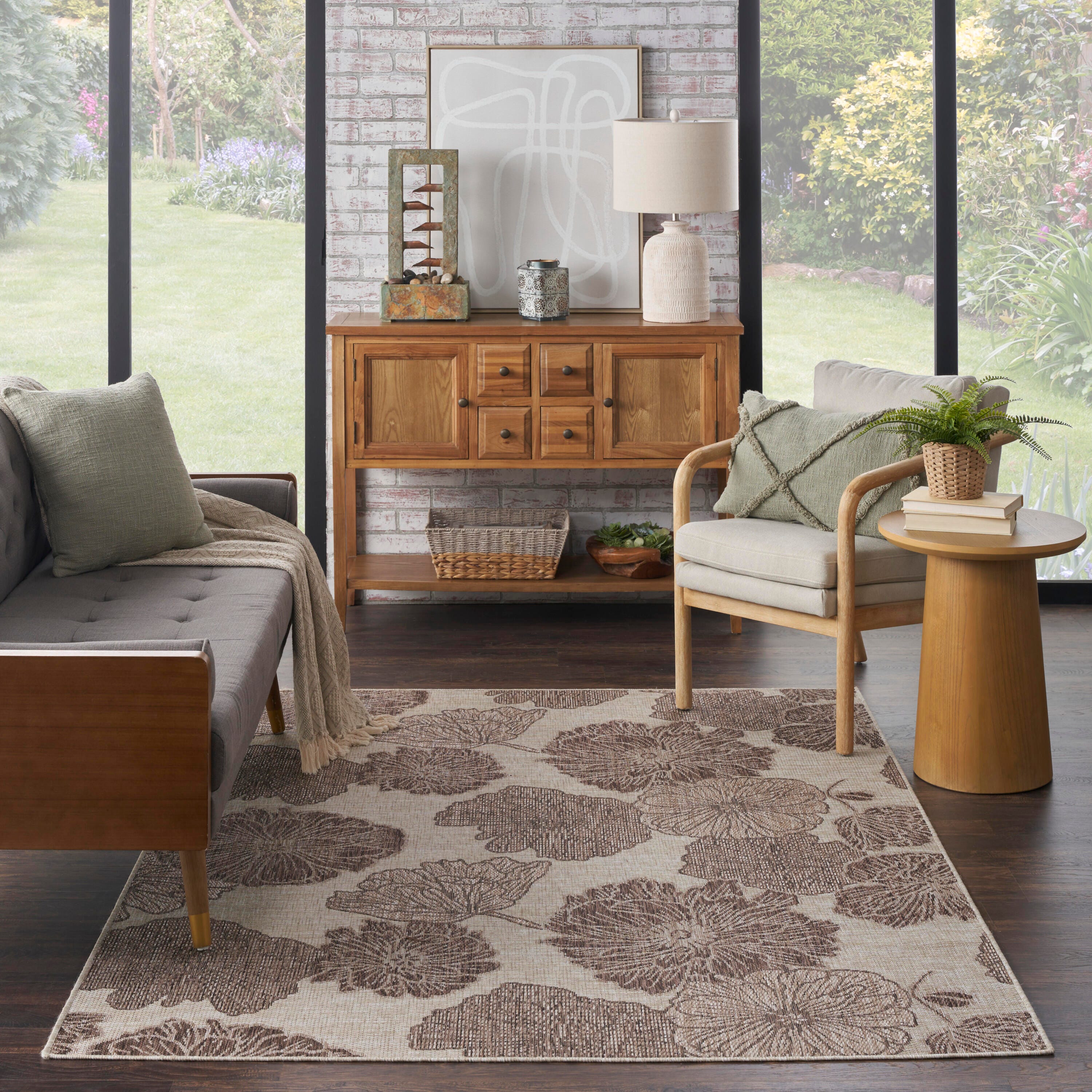 Nourison Home Floral 4' x 6' Area Rug, Natural, rollover