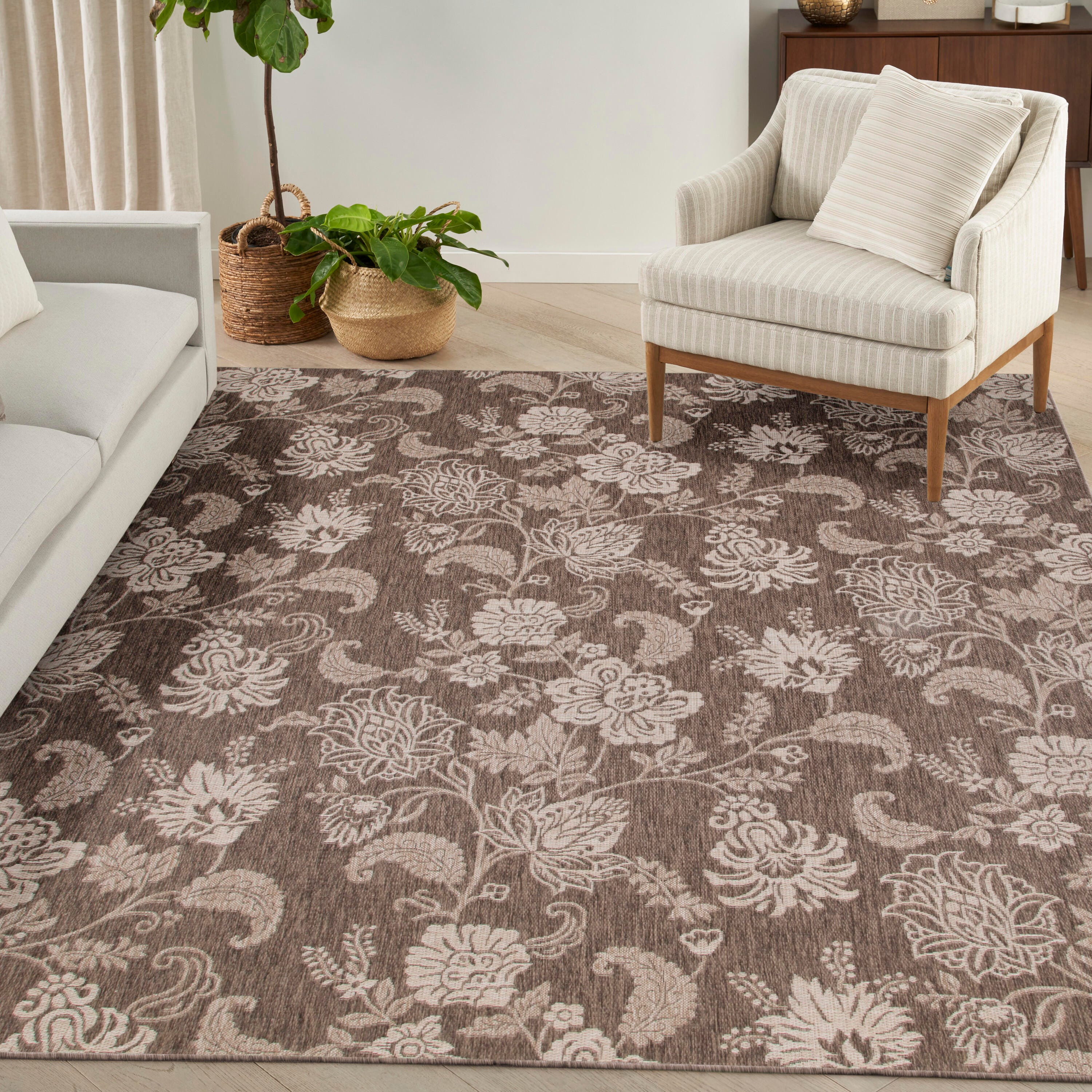 Nourison Home Oversized Flowers 9' x 12' Area Rug, Mocha, large