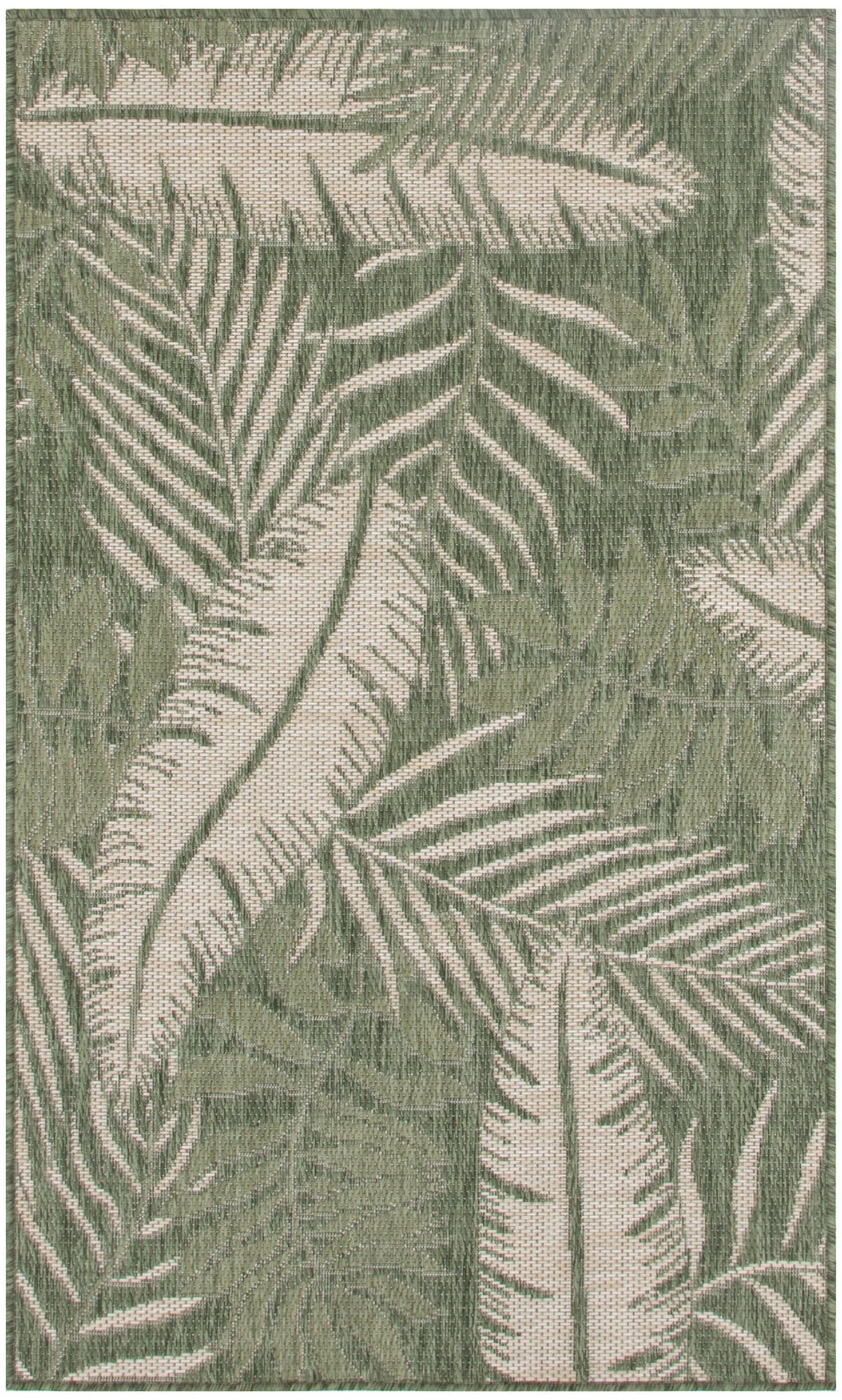 Nourison Home Palm Leaf 3' x 5'  Area Rug, Green/Ivory, large
